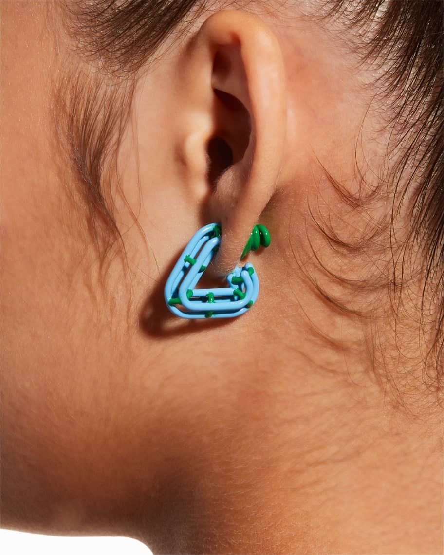 Bottega Veneta BOTTEGA VENETA Outline triangle blue green hoop earrings q Size ONE SIZE - 2 Thumbnail