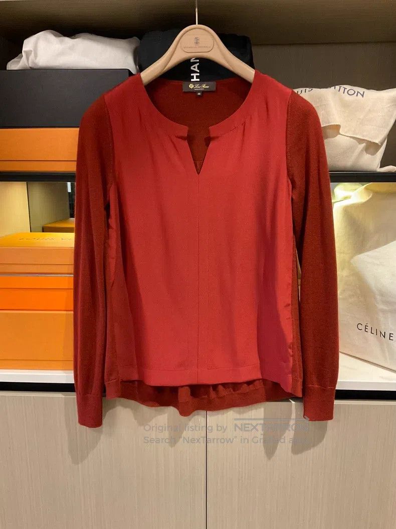Loro Piana Loro Piana Burgundy Silk Cashmere Knit Top, Front 100% Sil Size XXS / US 00 / IT 34 - 1 Thumbnail