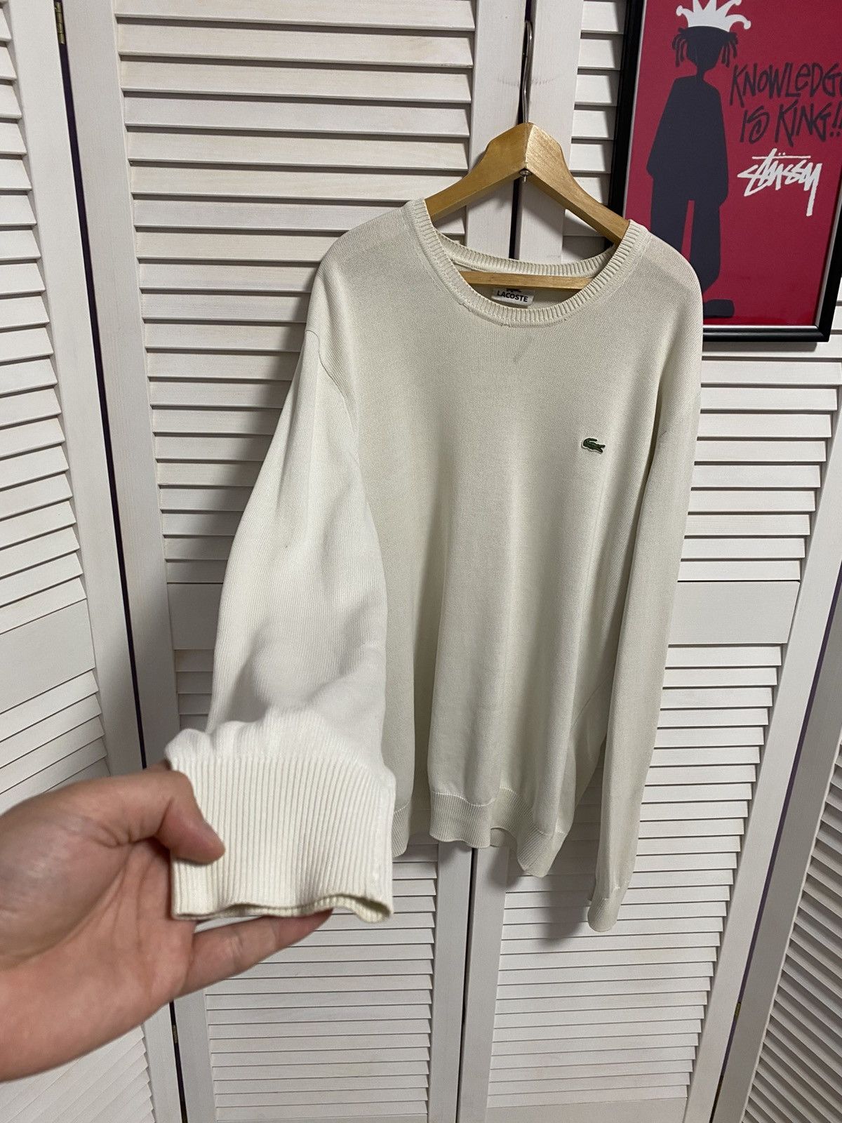 Lacoste Vintage Sweater Long Sleeve Lacoste Cream Size US L / EU 52-54 / 3 - 4 Thumbnail