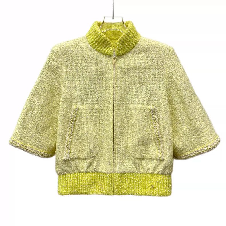 Chanel Chanel Beach Series Yellow Cotton Stand-up Collar Zipper Tw Size XS / US 0-2 / IT 36-38 - 1 Thumbnail