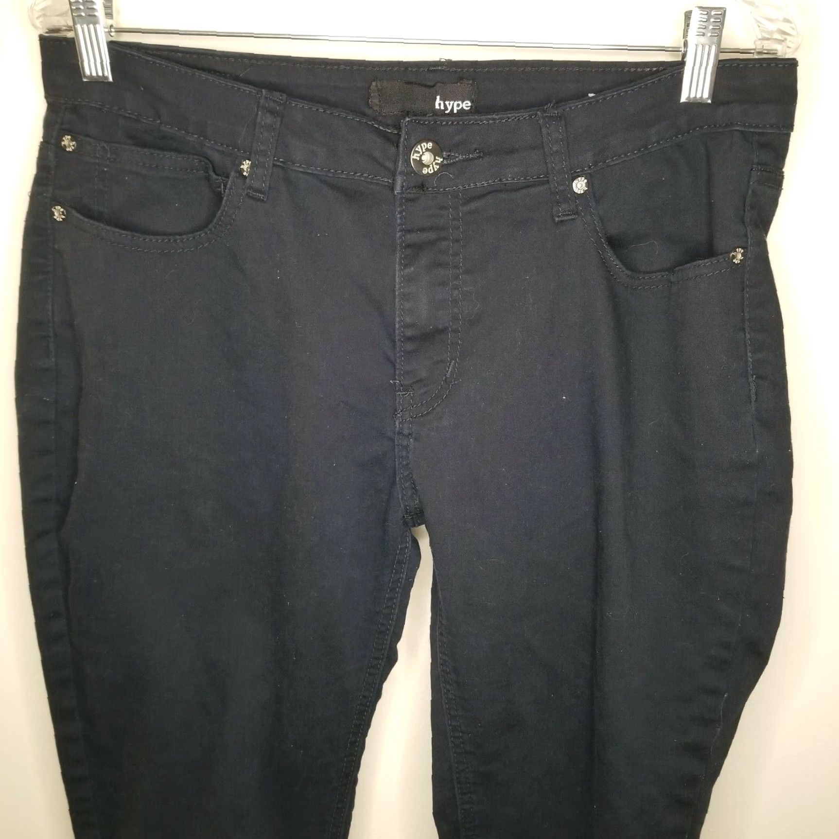 Vintage Hype Womens Cotton Poly Black Pants Size 11 Size 32" / US 10 / IT 46 - 2 Thumbnail
