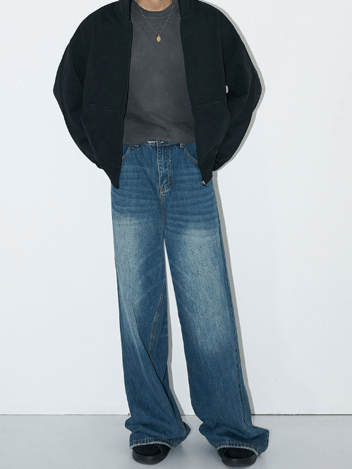 Japanese Brand × Jean Vintage loose versatile washed distressed baggy jeans Size US 32 / EU 48 - 3 Thumbnail