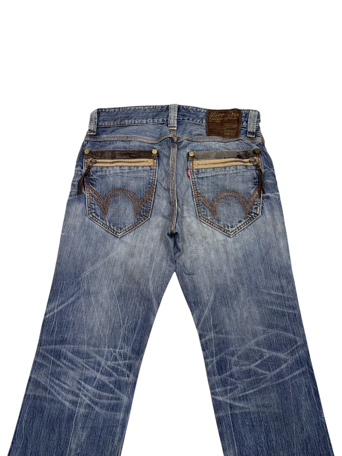 Kapital FLARE JEANS EDWIN BLUE TRIP 503 DISTRESSED DENIM JEANS Size US 33 - 6 Thumbnail