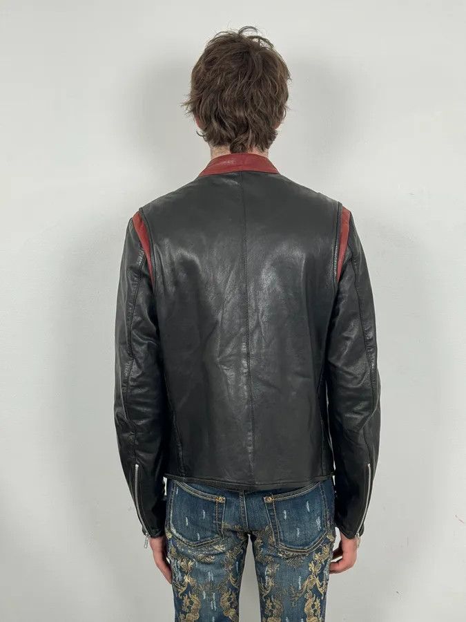 Marni 2010s Marni Black Contrast Red Collar Biker Leather Jacket Size US M / EU 48-50 / 2 - 3 Thumbnail