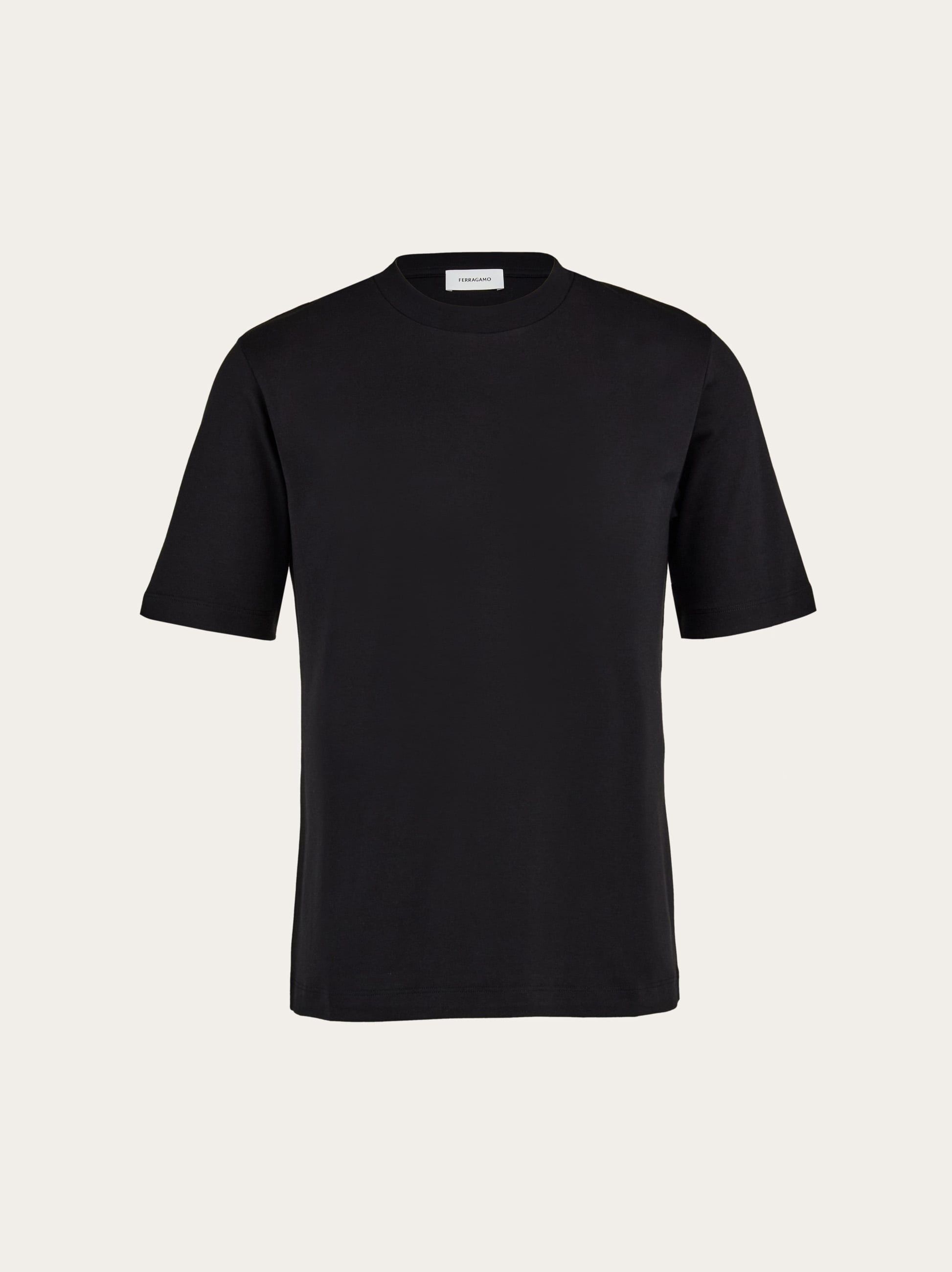 Salvatore Ferragamo o1s22i1n1025 Cotton & Silk Blend T-Shirt in Black Size L / US 10 / IT 46 - 1 Thumbnail