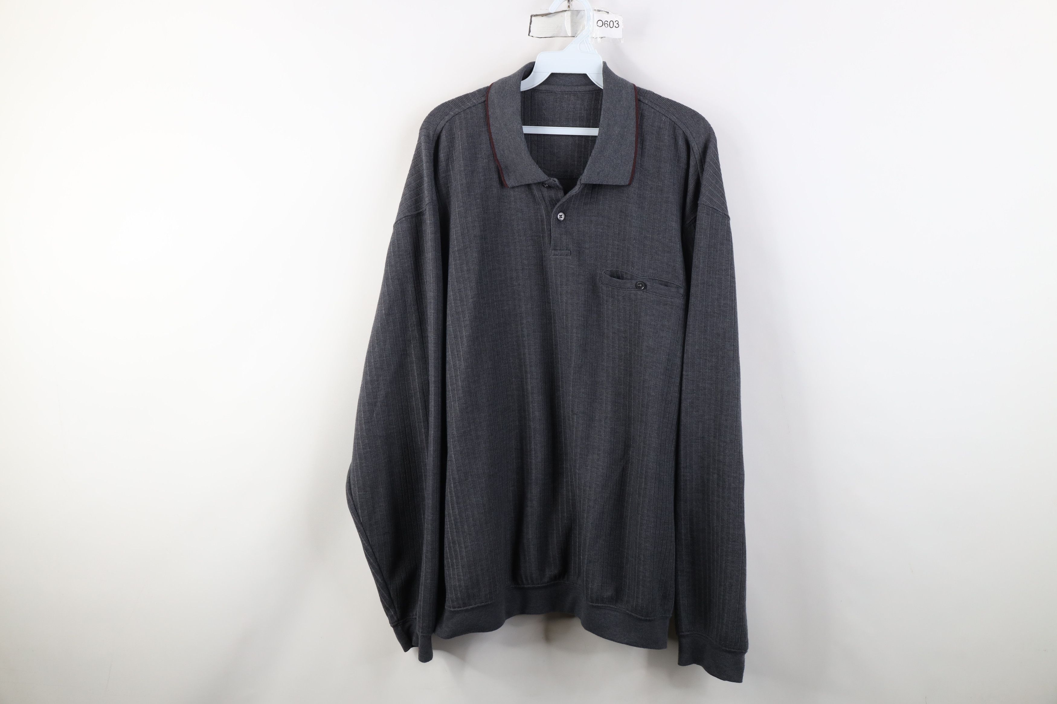 Vintage Vintage 90s Streetwear Ribbed Knit Pullover Long Sleeve Polo Size US XL / EU 56 / 4 - 1 Thumbnail