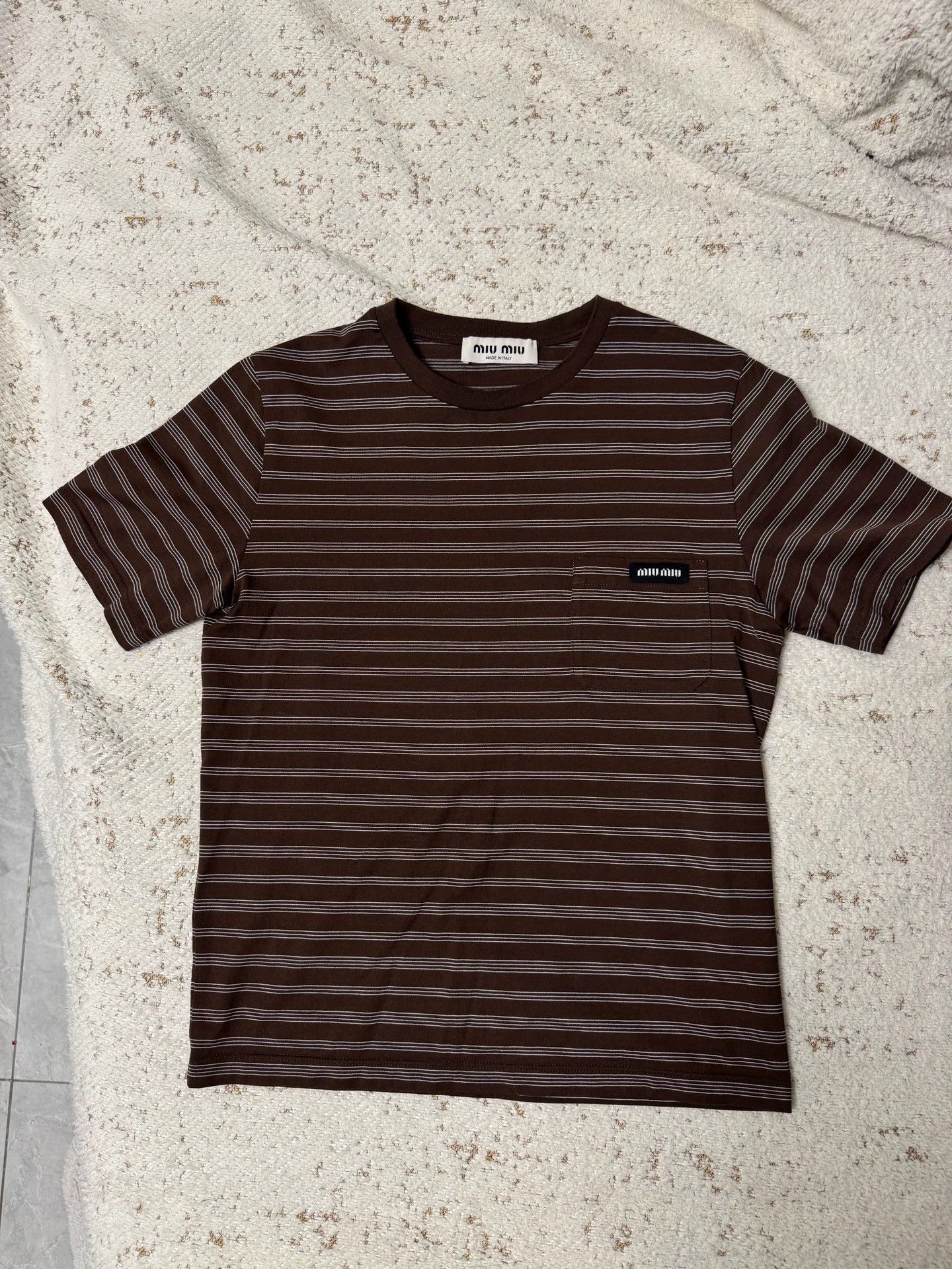 Miu Miu MIU MIU 25 Women's Striped Short-Sleeve Shirt Size M / US 6-8 / IT 42-44 - 1 Thumbnail