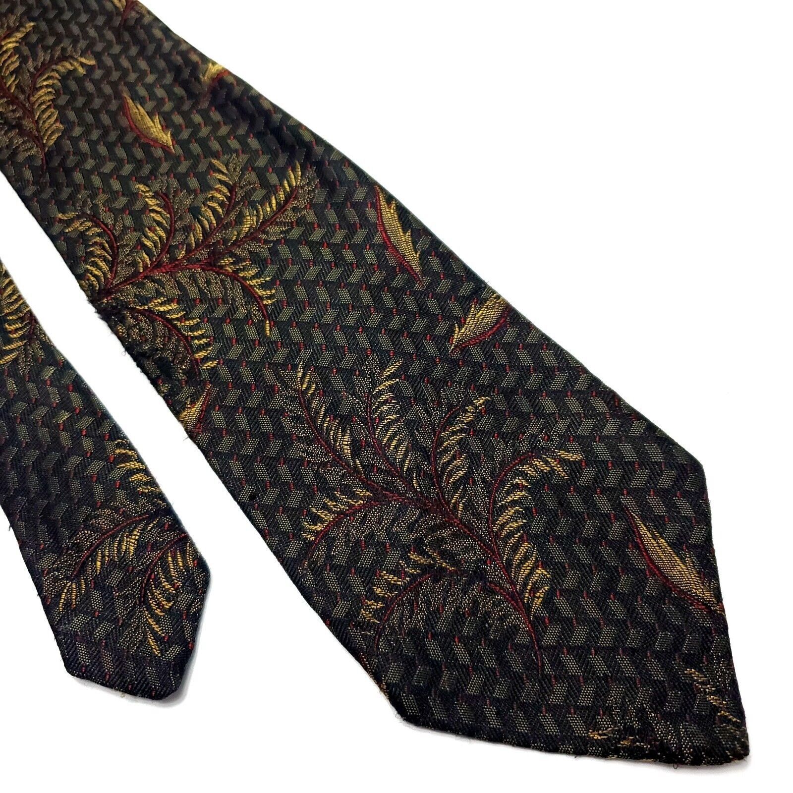 XMI Platinum XMI For Nordstorm Grey & Mossy Green Silk Tie Woven Short Fl Size ONE SIZE - 1 Thumbnail