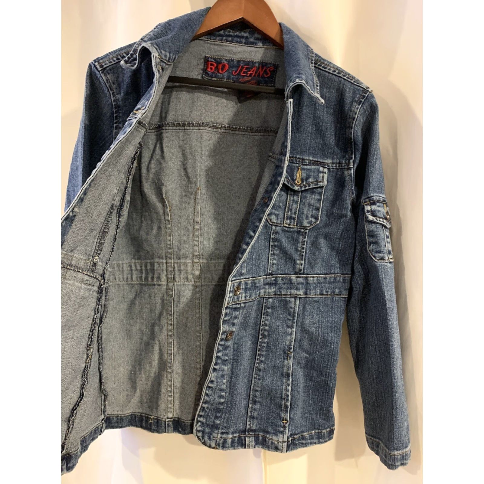 Vintage VINTAGE BO Jean Jacket Womens Jacket 2XL Blue Buckle Mid-Length Cotton Spring Fall Winter 1930s-Modern Size 40" / US 18 - 2 Thumbnail