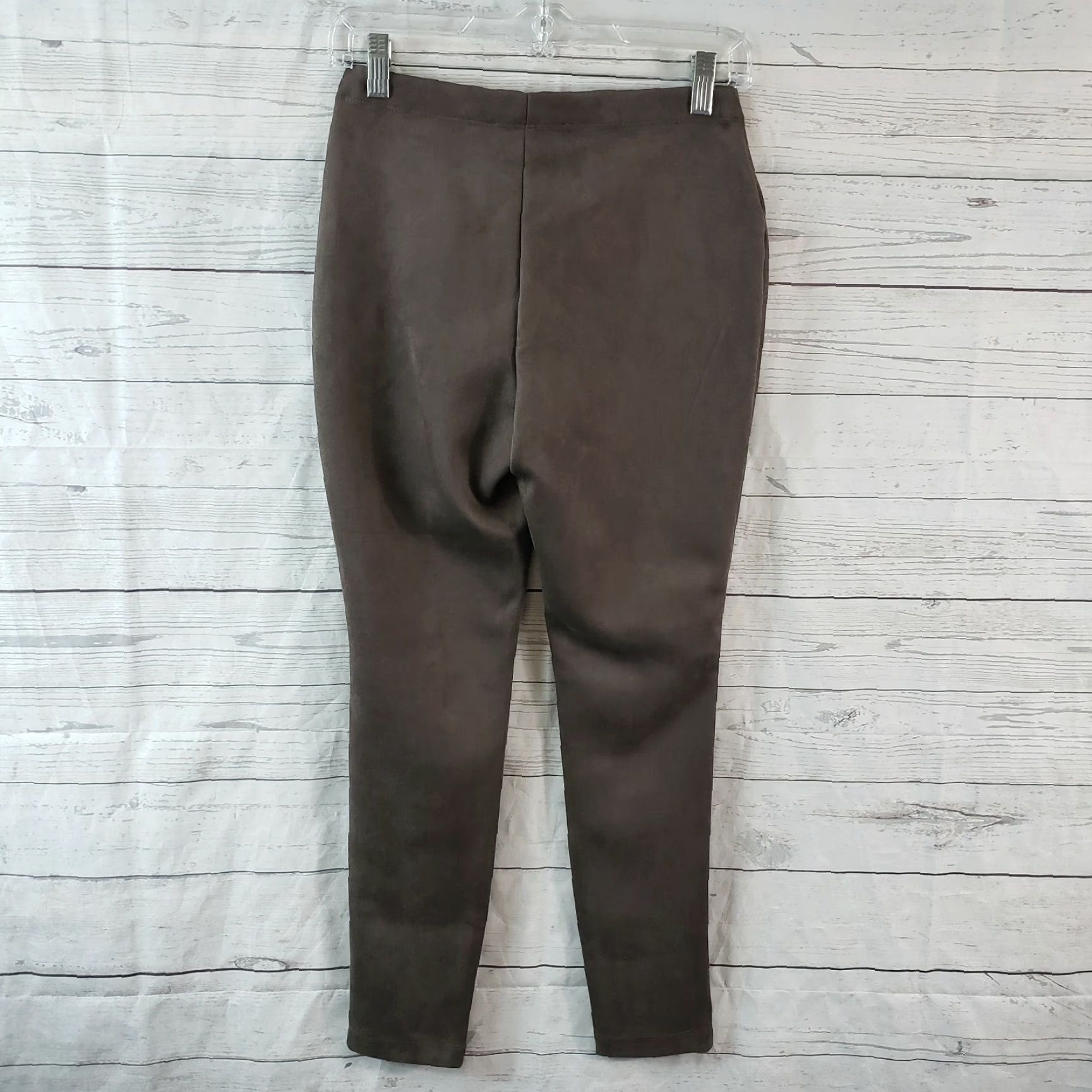 Vintage Catherine Malandrino Womens Pants Ps PS Skinny Cropped Mid Rise Faux Leather Wool Gray 25.5 Inseam Petite Tailored Mens Womens Girls? Size 28" / US 6 / IT 42 - 3 Thumbnail