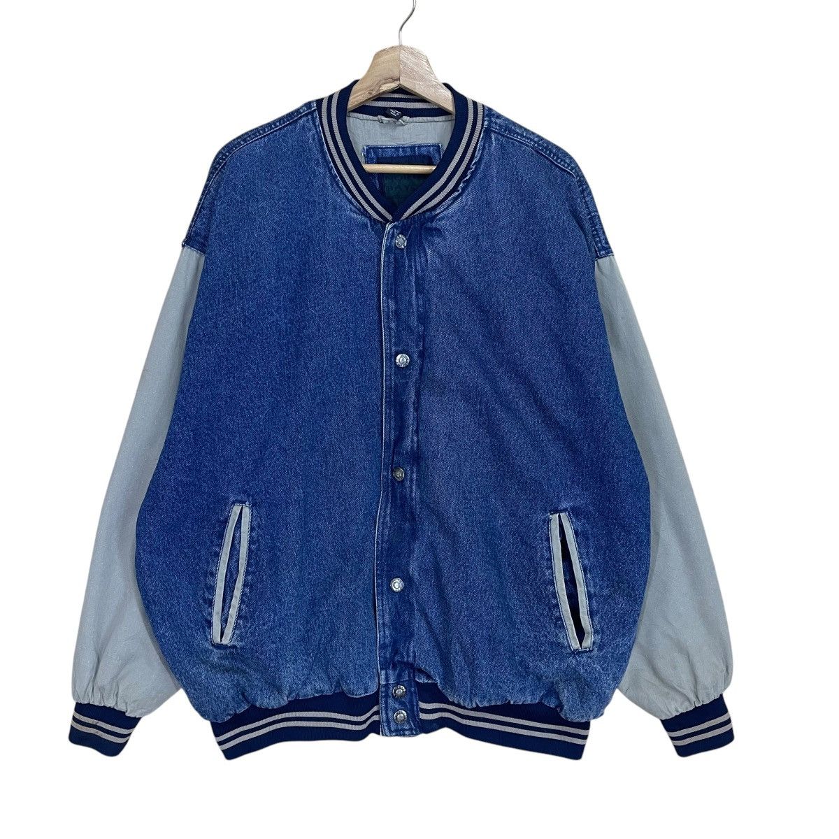 Vintage Vintage 90s North Bay Ltd Denim Varsity Jacket Size US XL / EU 56 / 4 - 1 Thumbnail