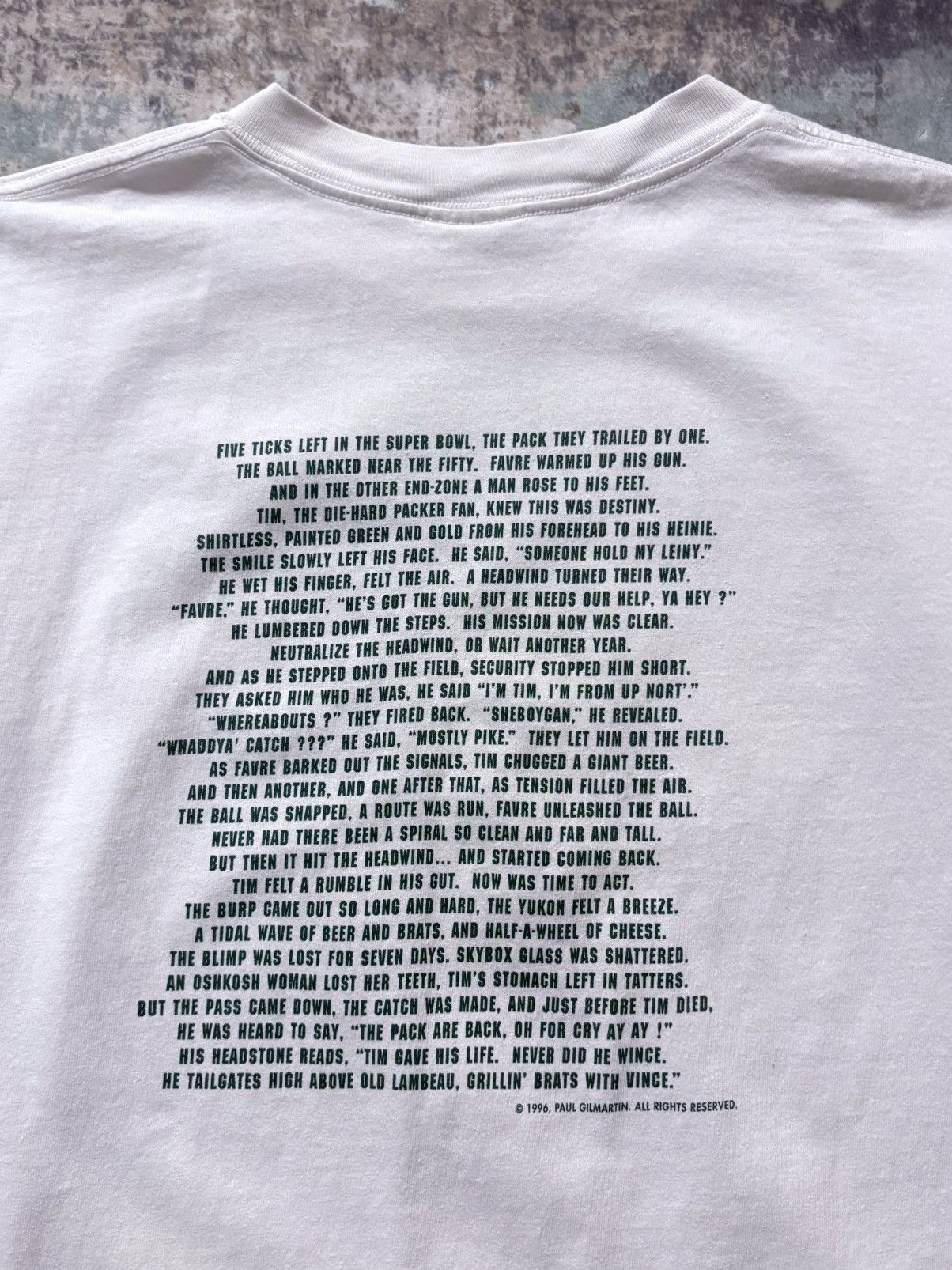 NFL Green Bay Packers “Tim” Poem Tee Shirt RARE 90’s Piece Size US L / EU 52-54 / 3 - 4 Thumbnail