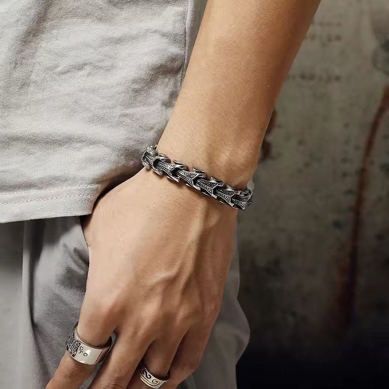 Other Silver Stainless Steel Dragon Grain Wrap Bracelets Size ONE SIZE - 2 Thumbnail