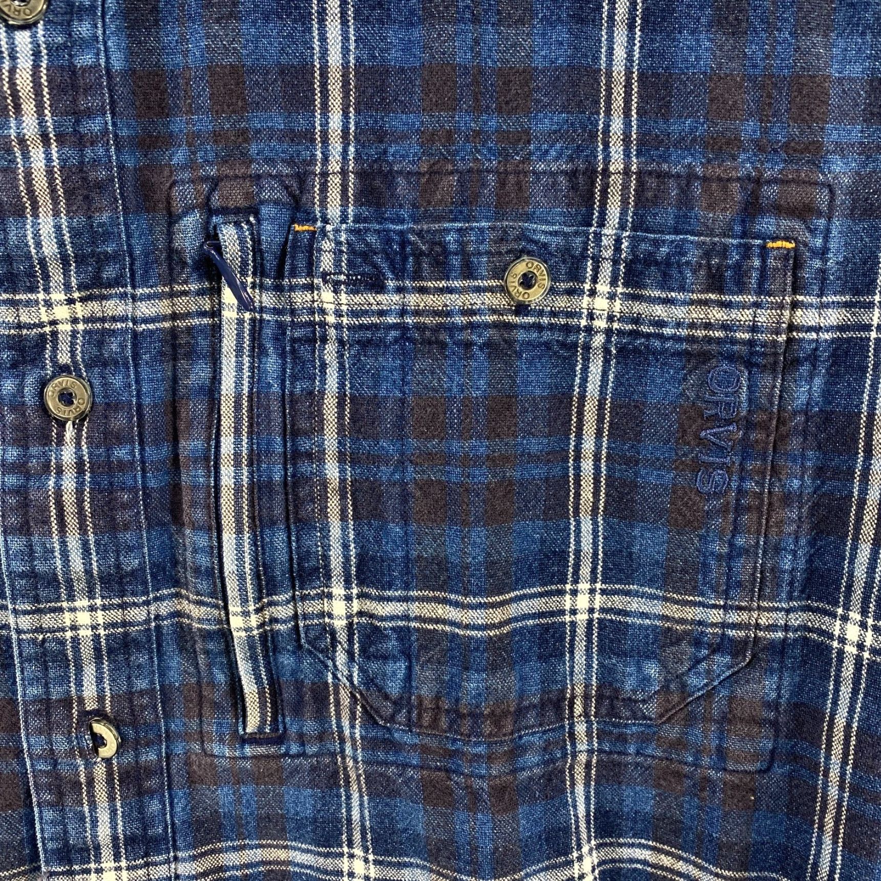 Orvis Orvis Long Sleeve Button-Up Denim Blue Plaid Shirt Mens Size Large 100% Cotton Size US L / EU 52-54 / 3 - 3 Thumbnail