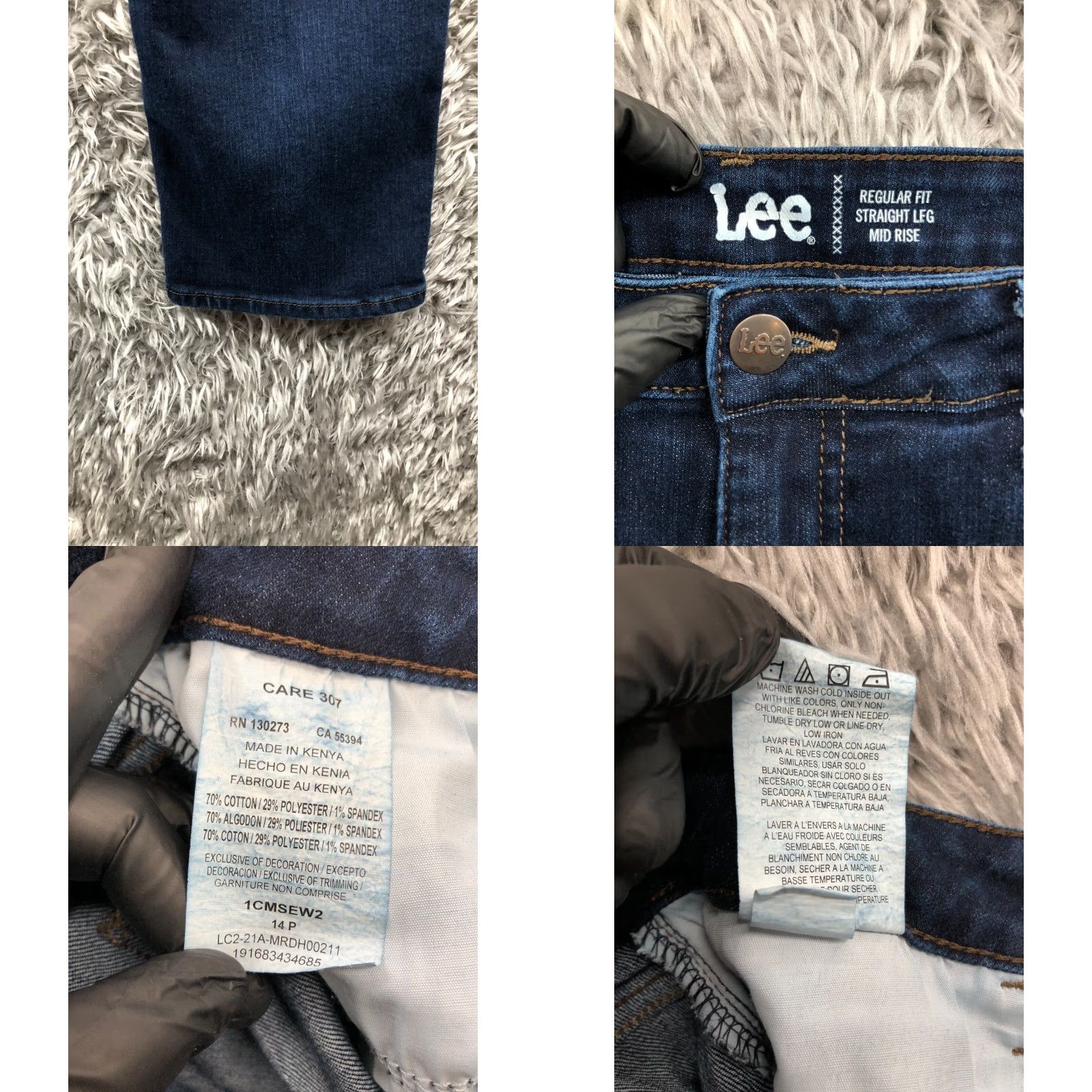 Lee Lee Jeans Regular Fit Straight Jeans 14P Petite Womens Mid Rise Dark Blue Wash 32x25.5 5-Pocket Denim Cotton Belt Loops XL? Size 36" / US 14 / IT 50 - 8 Thumbnail