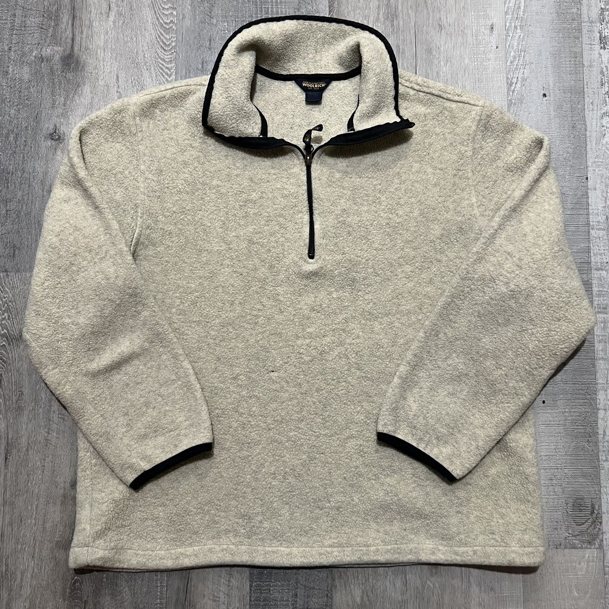 Woolrich Woolen Mills John Rich And Bros Woolrich Beige 1/2 Zip Fleece Sweatshirt Size US L / EU 52-54 / 3 - 1 Thumbnail
