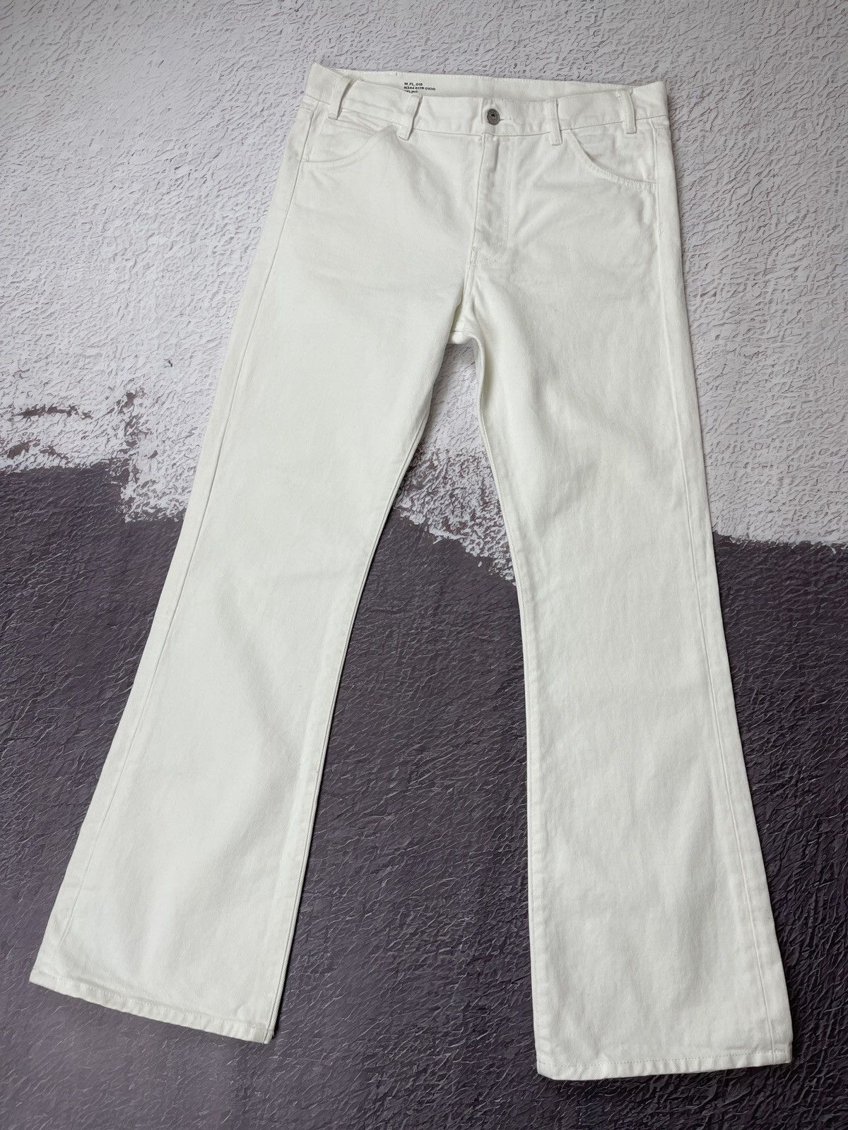 image of Celine Dylan Mid-Rise Flared Jeans In Optic White Wash Denim, Women's (Size 31)