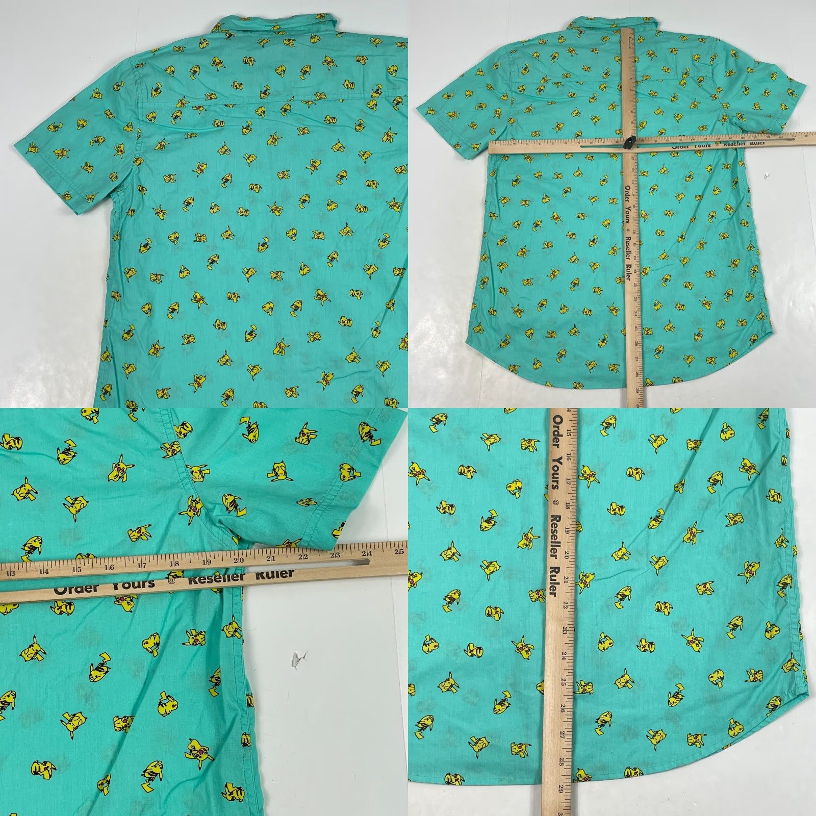Vintage Pokemon Shirt Mens Medium Green Pikachu Short Sleeve Button Up Golf Gamer Arcade Size US M / EU 48-50 / 2 - 8 Thumbnail