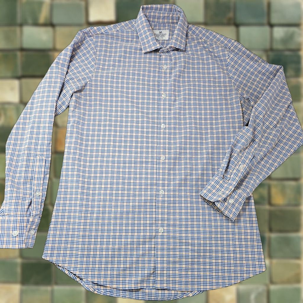 Mizzen+Main Mizzen+Main Dress Shirt Mens Large Blue Check Button-Up Collared Long Sleeve Size 42R - 1 Thumbnail