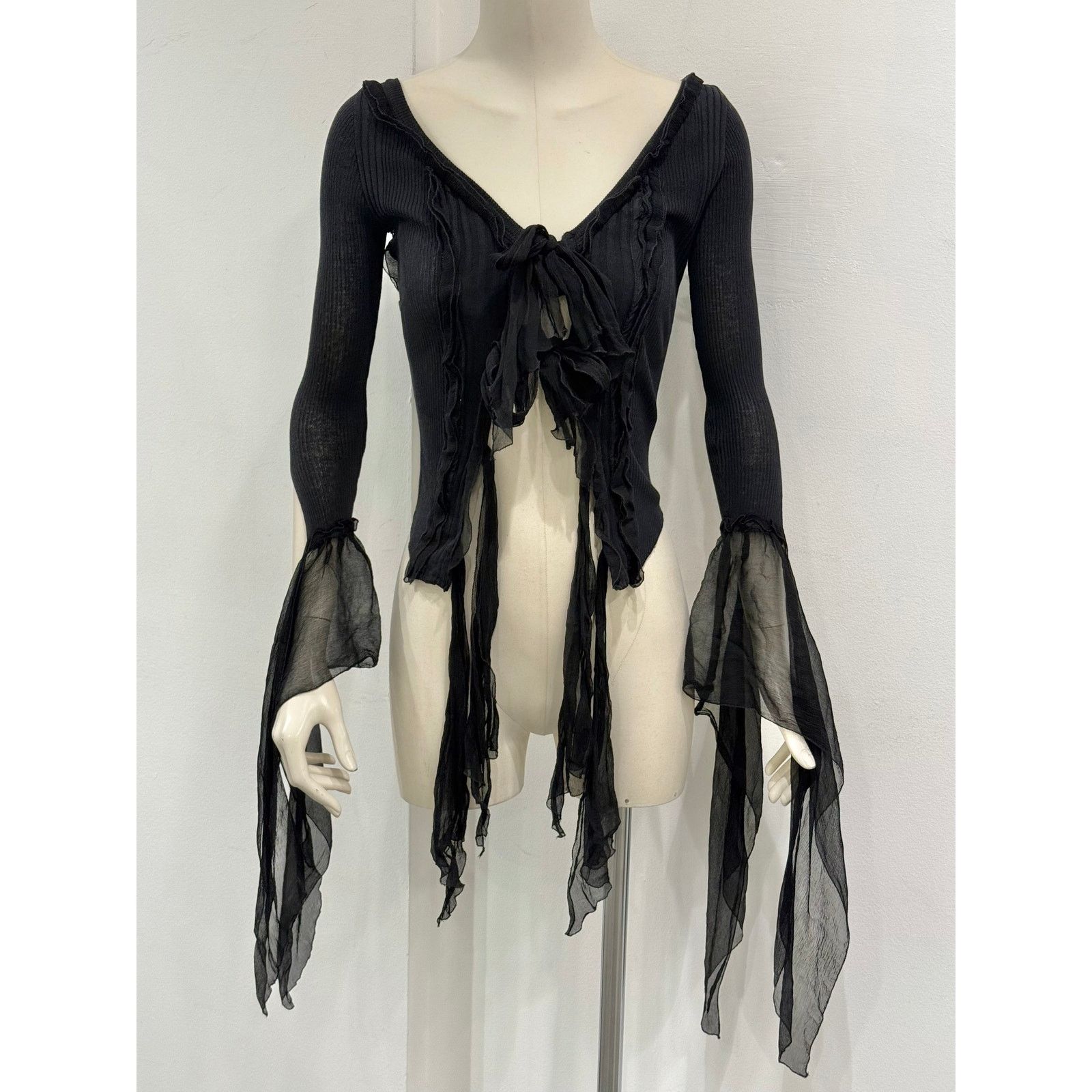 Jean Paul Gaultier 2000s Jean Paul Gaultier sheer ribbon-tie corset blouse Size S / US 4 / IT 40 - 1 Thumbnail