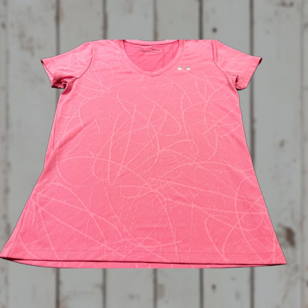 Under Armour Under Armour T-Shirt Women's V-Neck Short Sleeve Pink Size Small Adult Small Regular Fit Moisture Wicking Sports Shirt Size S / US 4 / IT 40 - 1 Thumbnail