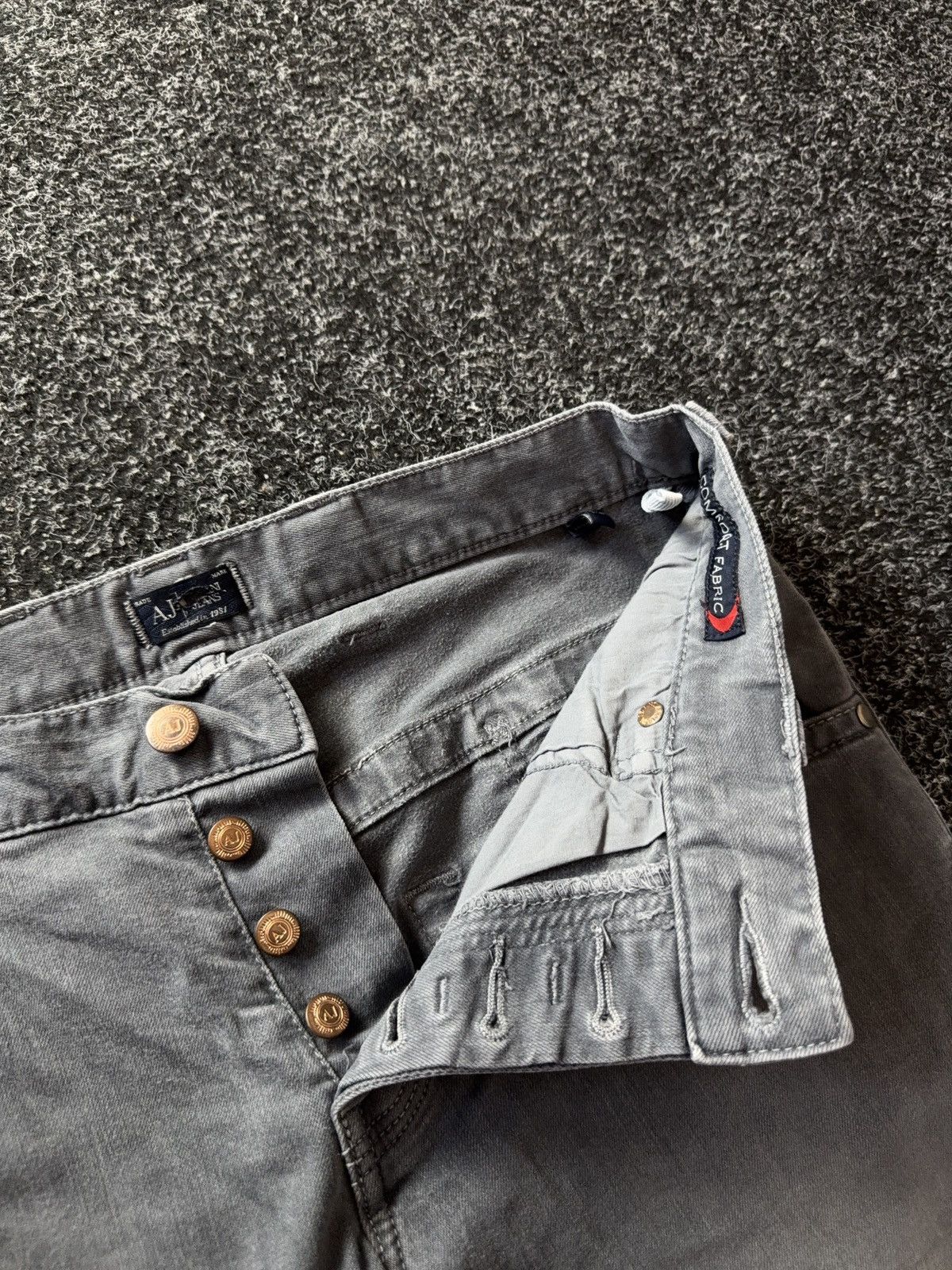 Armani 00s Armani Jeans AJ Distressed Faded Grey Slim Y2K Denim Size 28" / US 6 / IT 42 - 11 Thumbnail