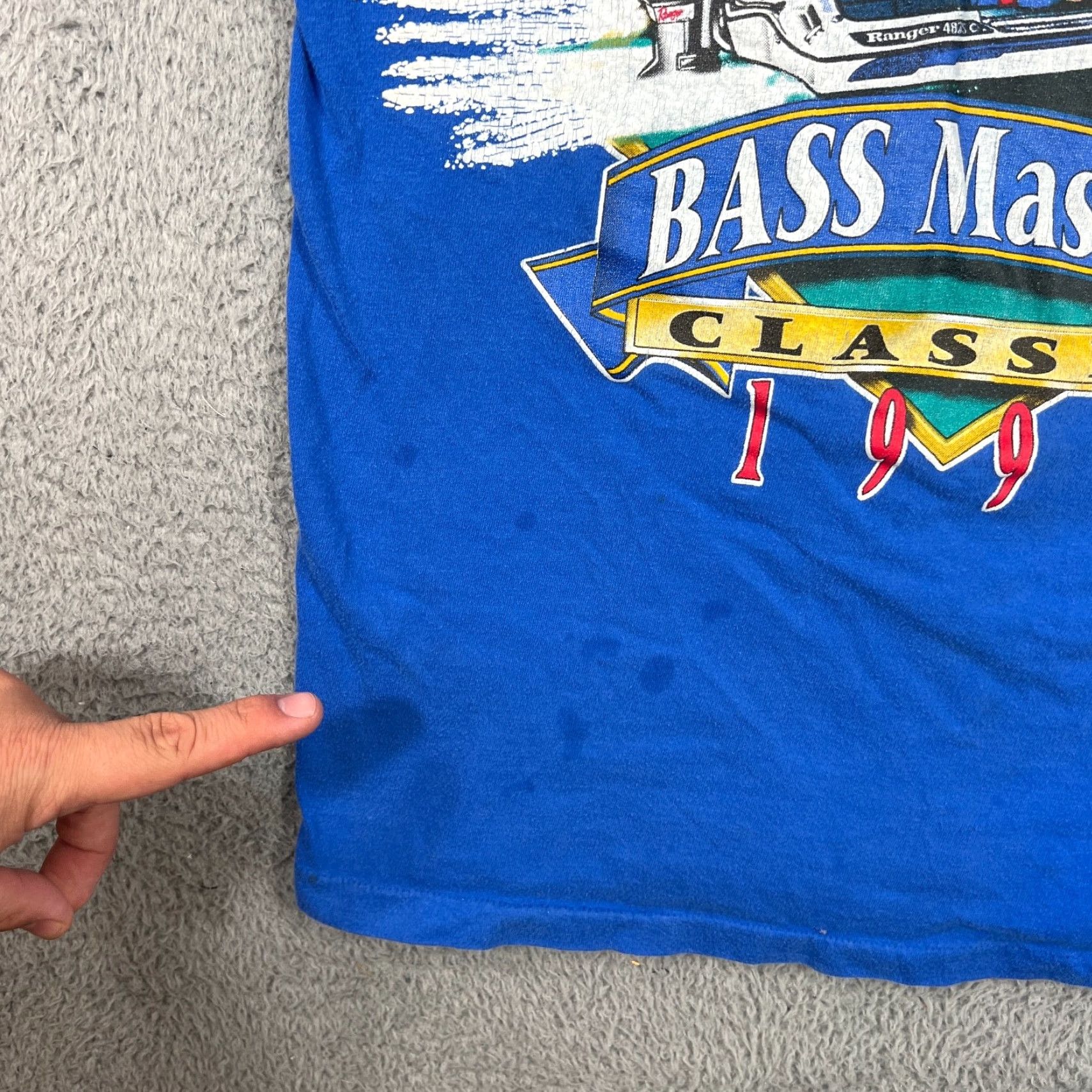 Hanes VINTAGE Ranger Boats Bass Masters Classic Tee Main Selling Point Short Sleeve M Hanes Blue 1990s Fishing Mens Size US M / EU 48-50 / 2 - 2 Thumbnail