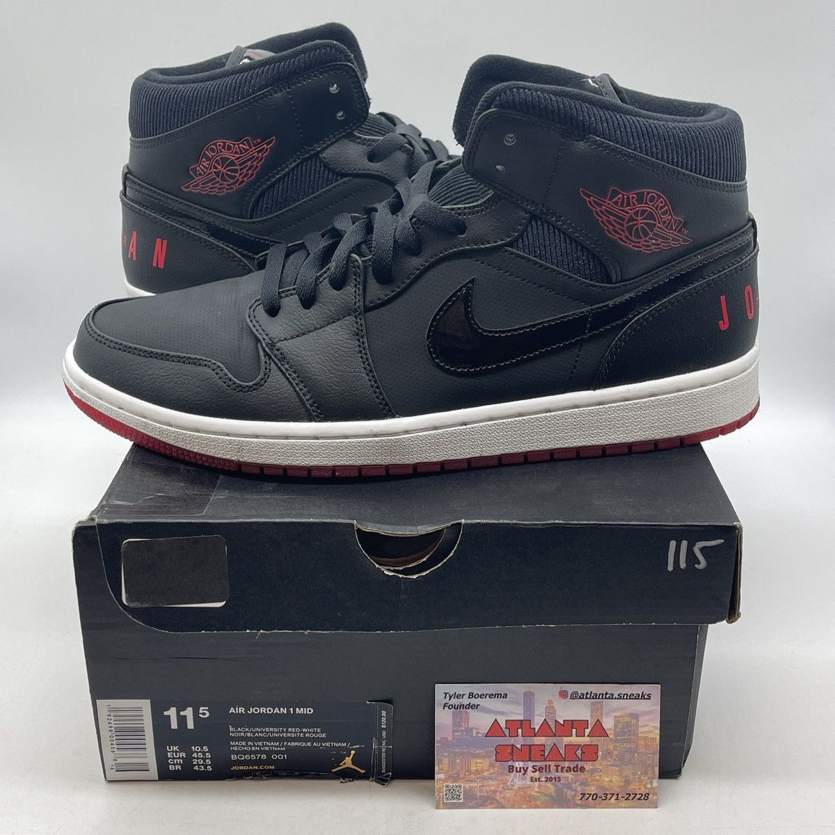 Jordan Brand Air Jordan 1 mid bred Size US 11.5 / EU 44-45 - 1 Thumbnail