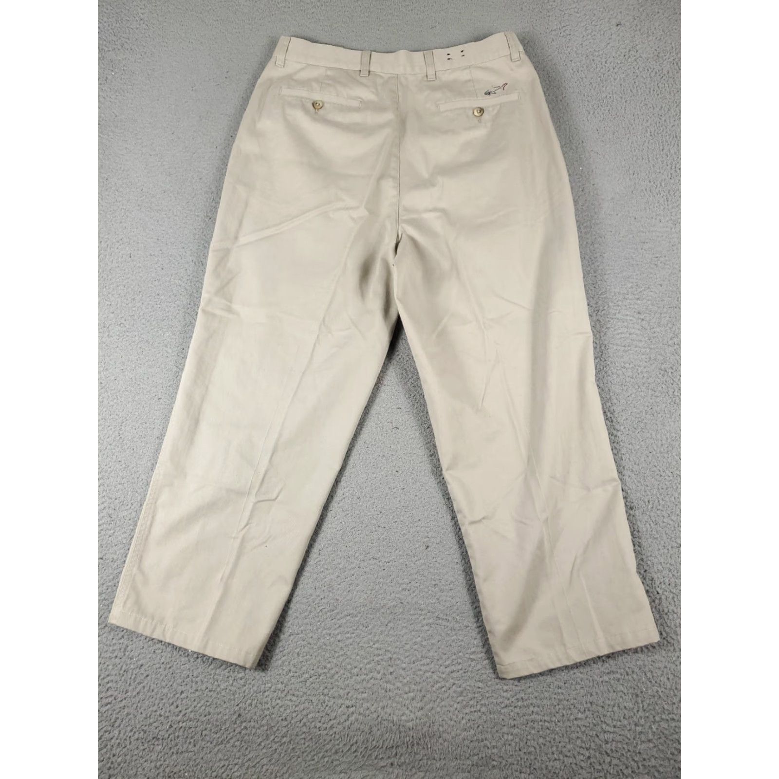Vintage Greg Norman Chino Pants Mens 35x30 Beige Pleated Casual Trousers Size US 35 - 6 Thumbnail