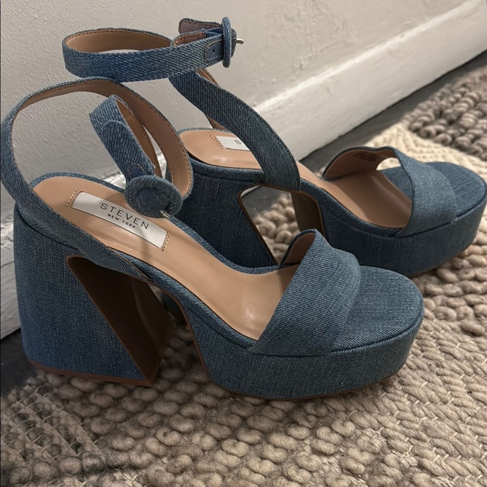 NWT Steven by Steve Madden denim Blue Platform Sandals 7.5