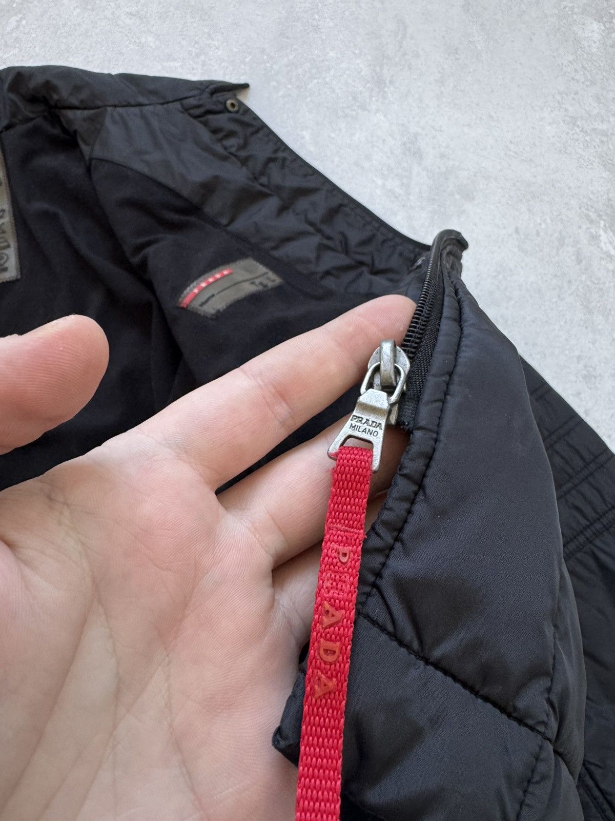 Prada × Vintage Vintage Prada Nylon Red Tab Black Jacket Pocket Fleece 00s Size US L / EU 52-54 / 3 - 22 Thumbnail