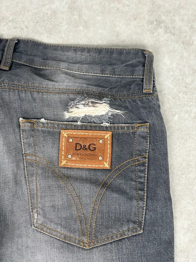 Dolce & Gabbana 2000s Dolce & Gabbana Grey Bootcut Jeans Denim Leather Patch Size US 32 / EU 48 - 8 Thumbnail