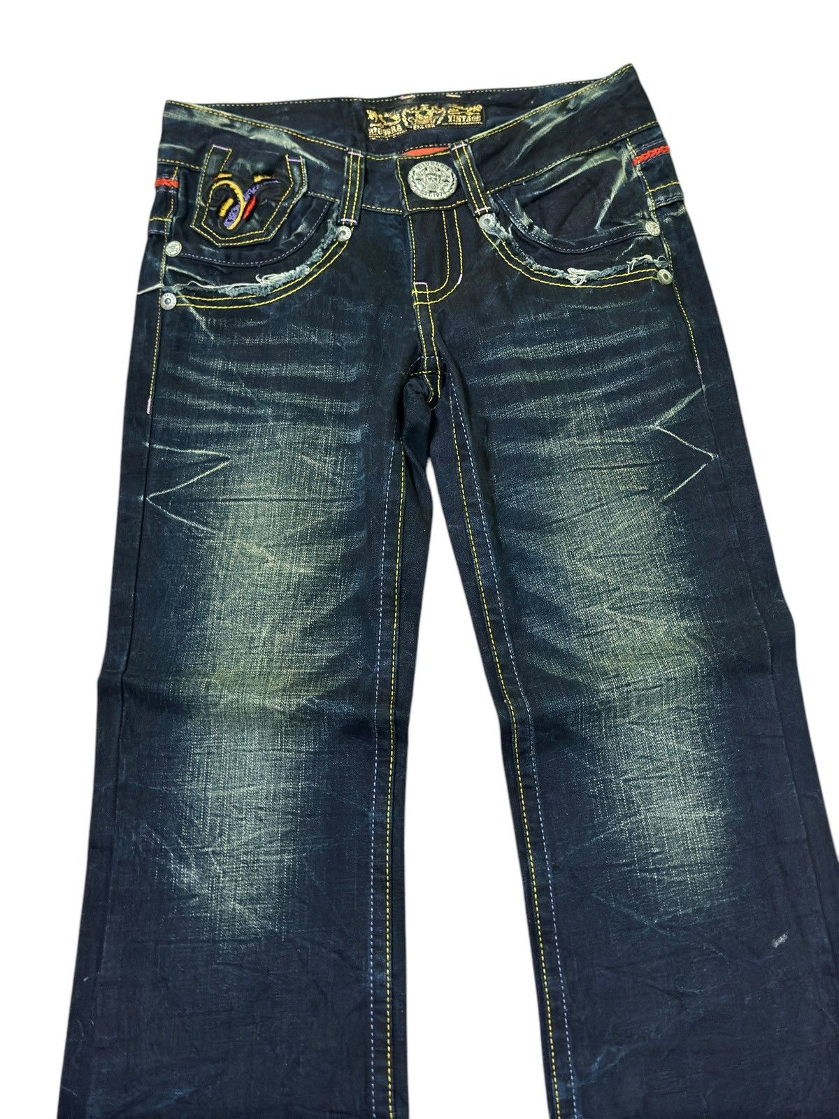 Japanese Brand FLARE RIOBERA SKELETON EMBROIDERED DESIGN LOW RISE DENIM Size US 28 / EU 44 - 4 Thumbnail
