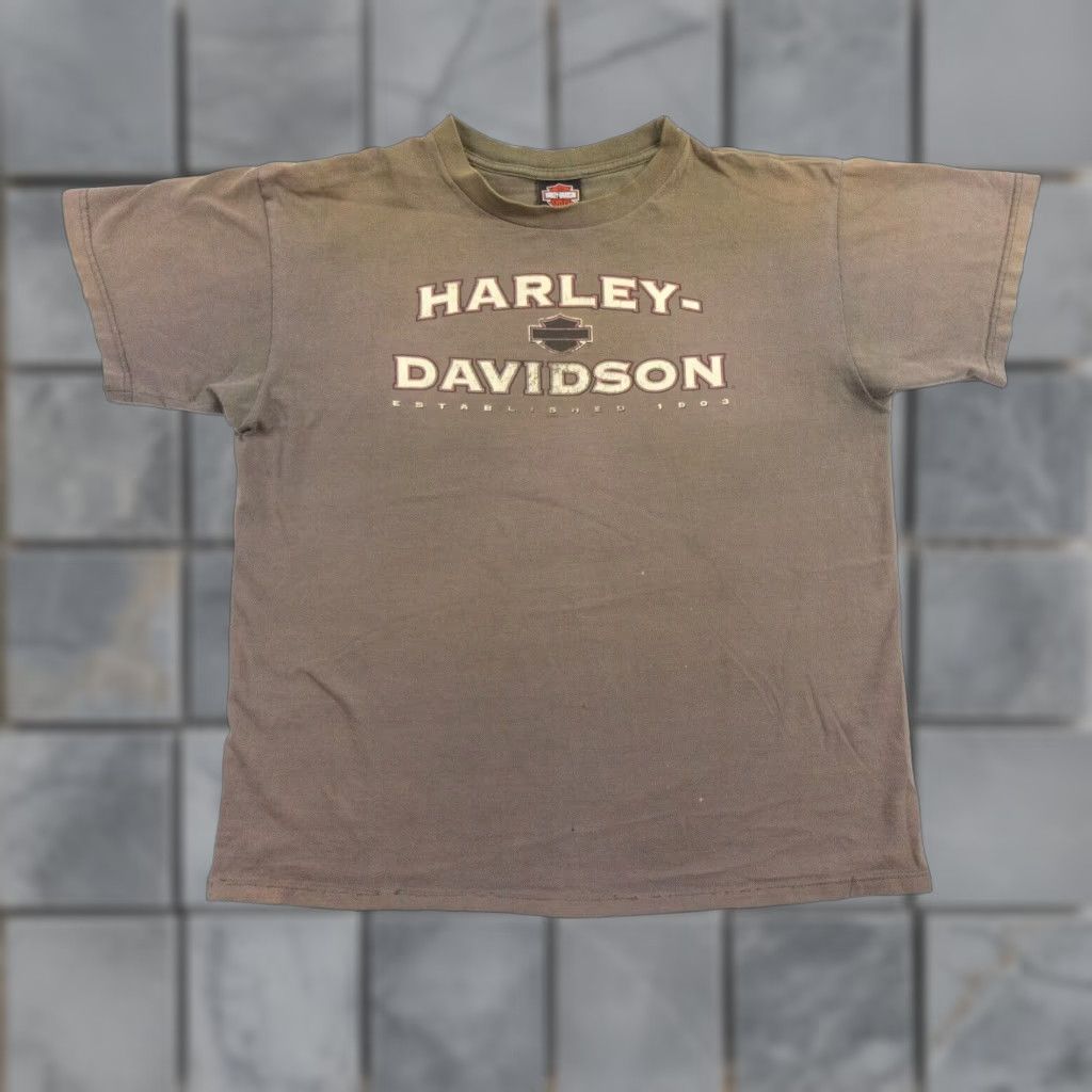 Harley Davidson Harley-Davidson Shirt Men XL Brown Short Sleeve Crew Neck Logo Motorcycle Mens Size US XL / EU 56 / 4 - 1 Thumbnail