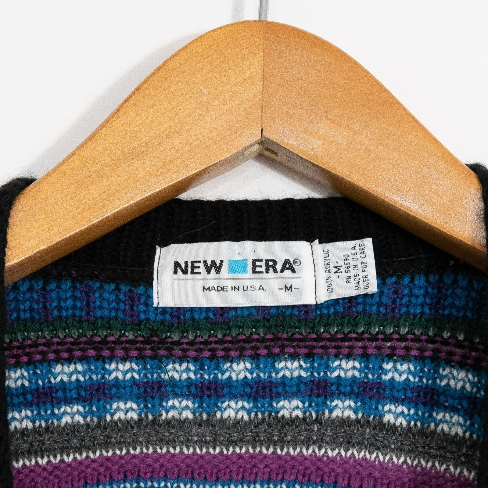 New Era Vintage New Era Striped Acrylic Cardigan Sweater Mens Medium Size US M / EU 48-50 / 2 - 3 Thumbnail