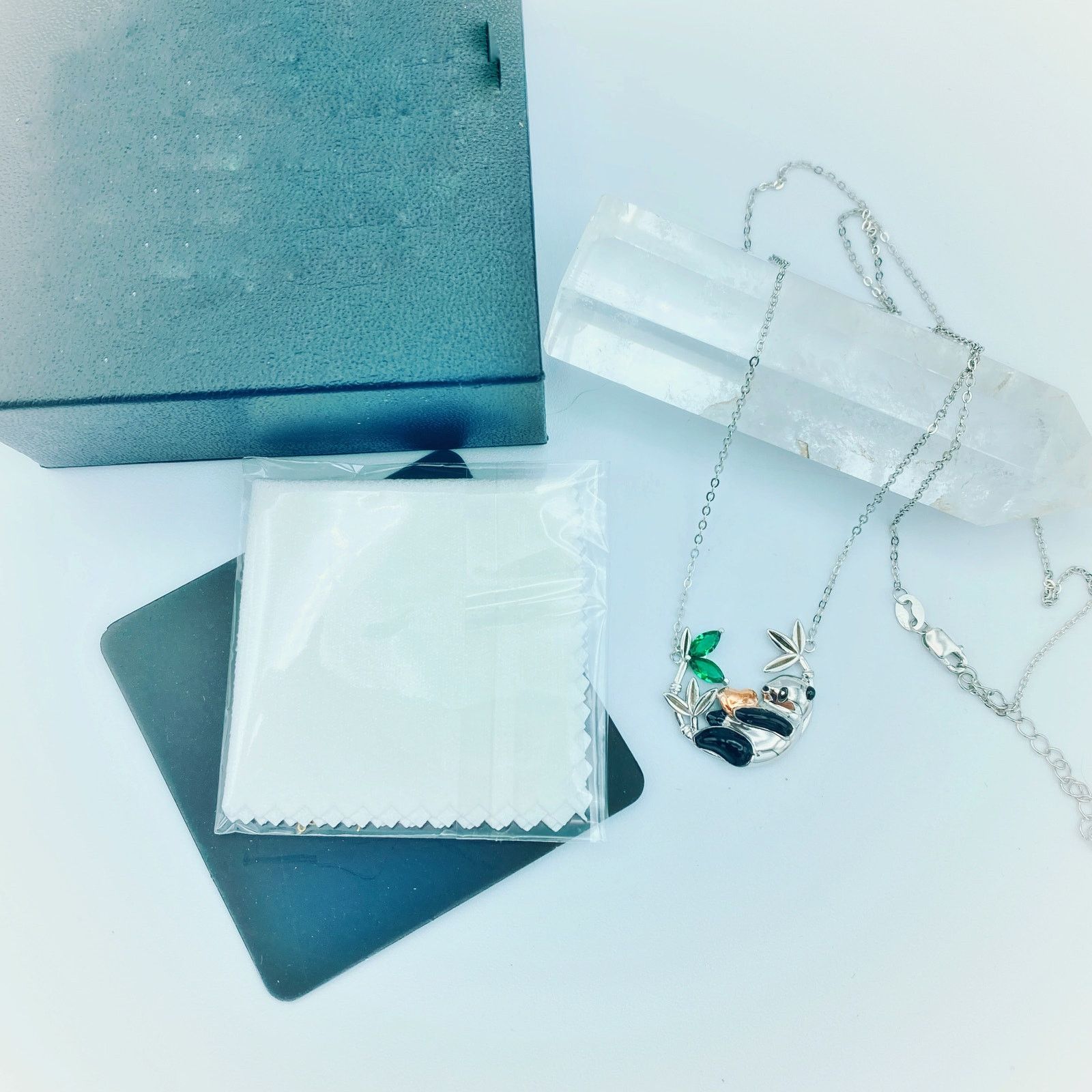 The Unbranded Brand Panda Bear Sterling Silver CZ Necklace Size ONE SIZE - 2 Thumbnail