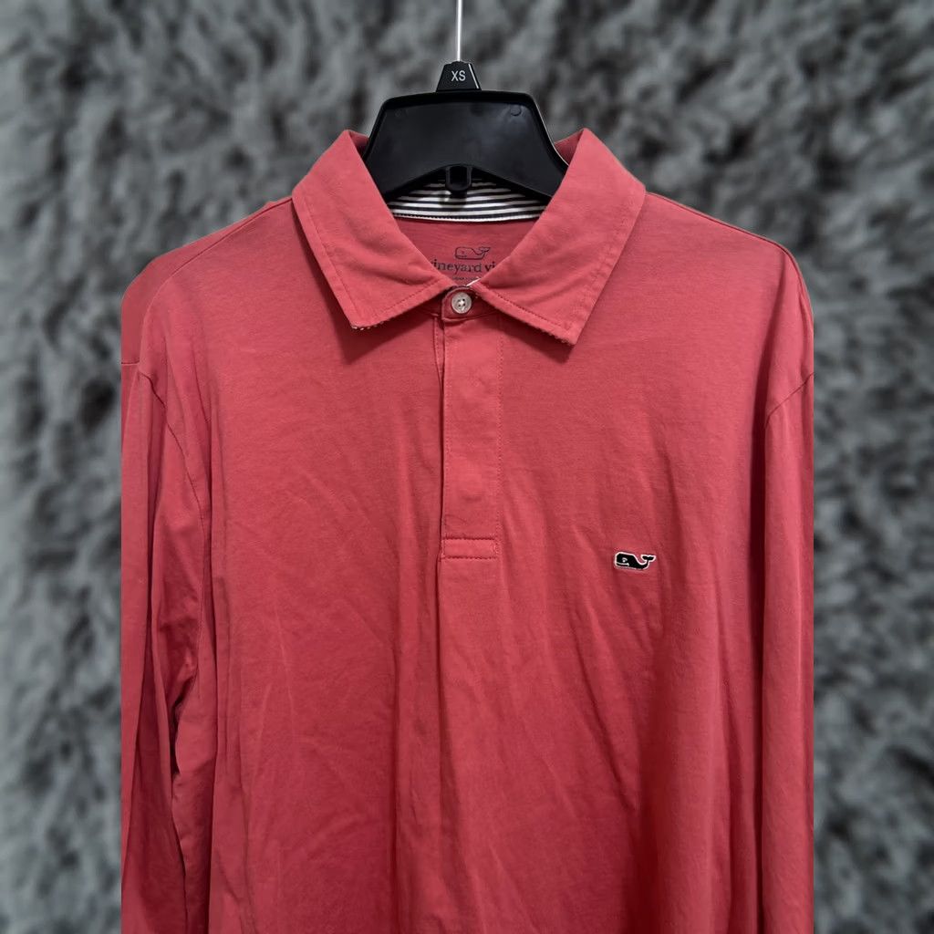 Vineyard Vines Vineyard Vines Shirt Mens M Pink Salmon 100% Cotton Long Sleeve Polo Regular Knit Whale Logo Buttoned Collar Size US M / EU 48-50 / 2 - 1 Thumbnail