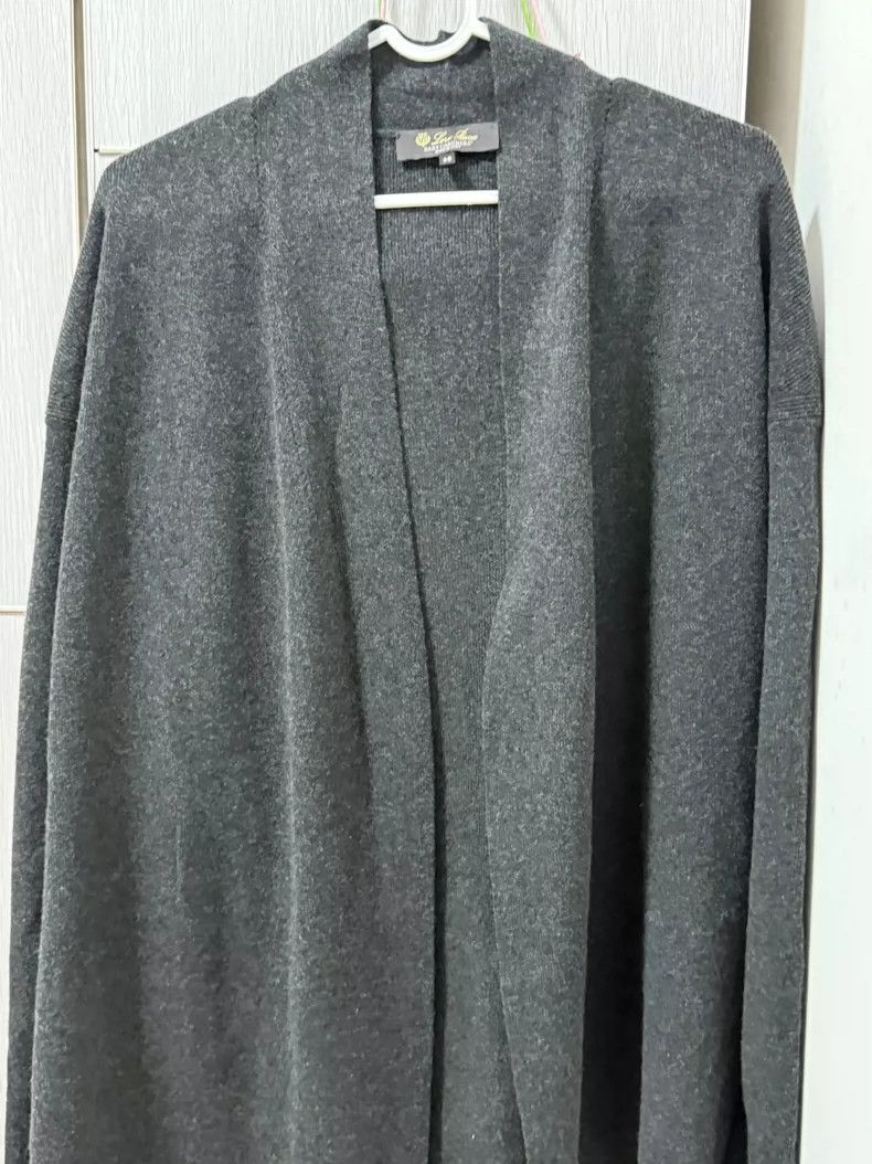 Loro Piana Gray Knit Cardigan & Skirt Set-