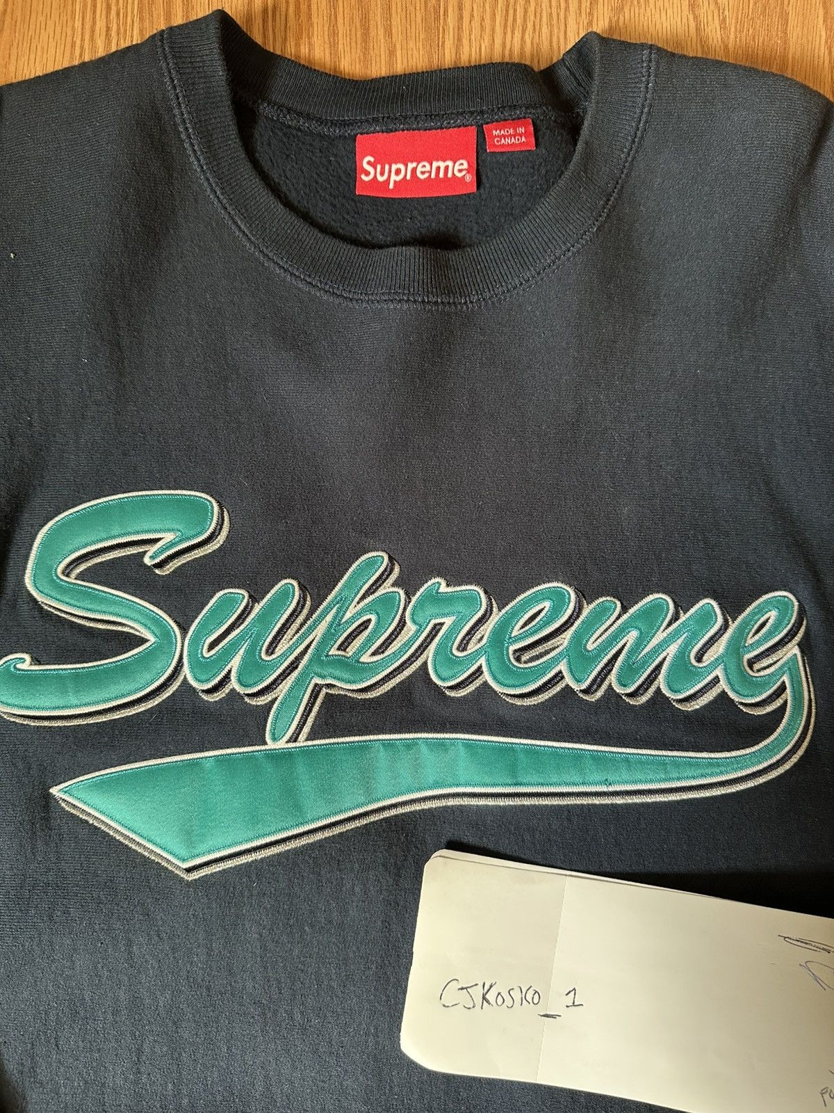 Supreme Supreme Script Crewneck Navy Size US M / EU 48-50 / 2 - 2 Thumbnail