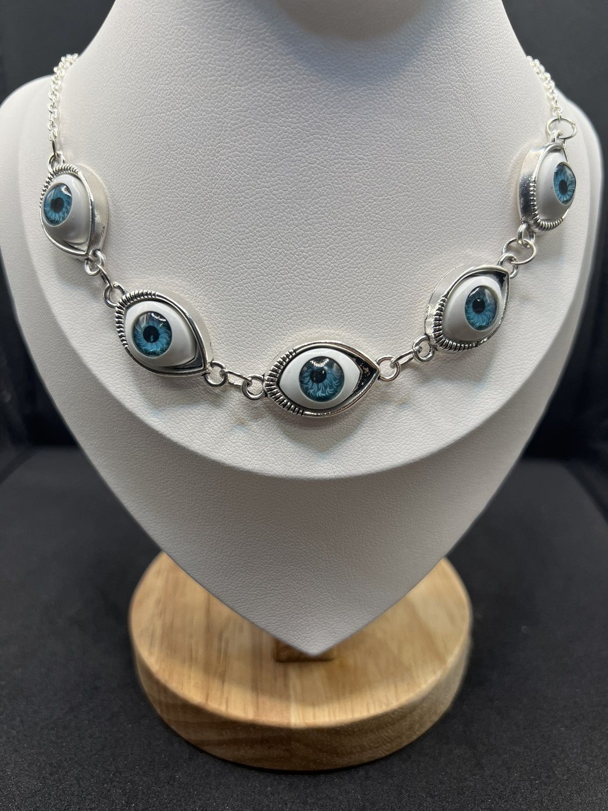 Handmade Evil eyes statement chain necklace Size ONE SIZE - 3 Thumbnail