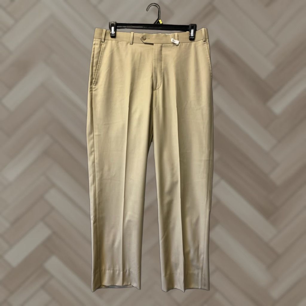 Vintage MENS PAUL BETENLY 35R FLORENCE DRESS PANTS KHAKI 100% WOOL FLAT FRONT STRAIGHT FIT 35x30 Size US 35 - 1 Thumbnail