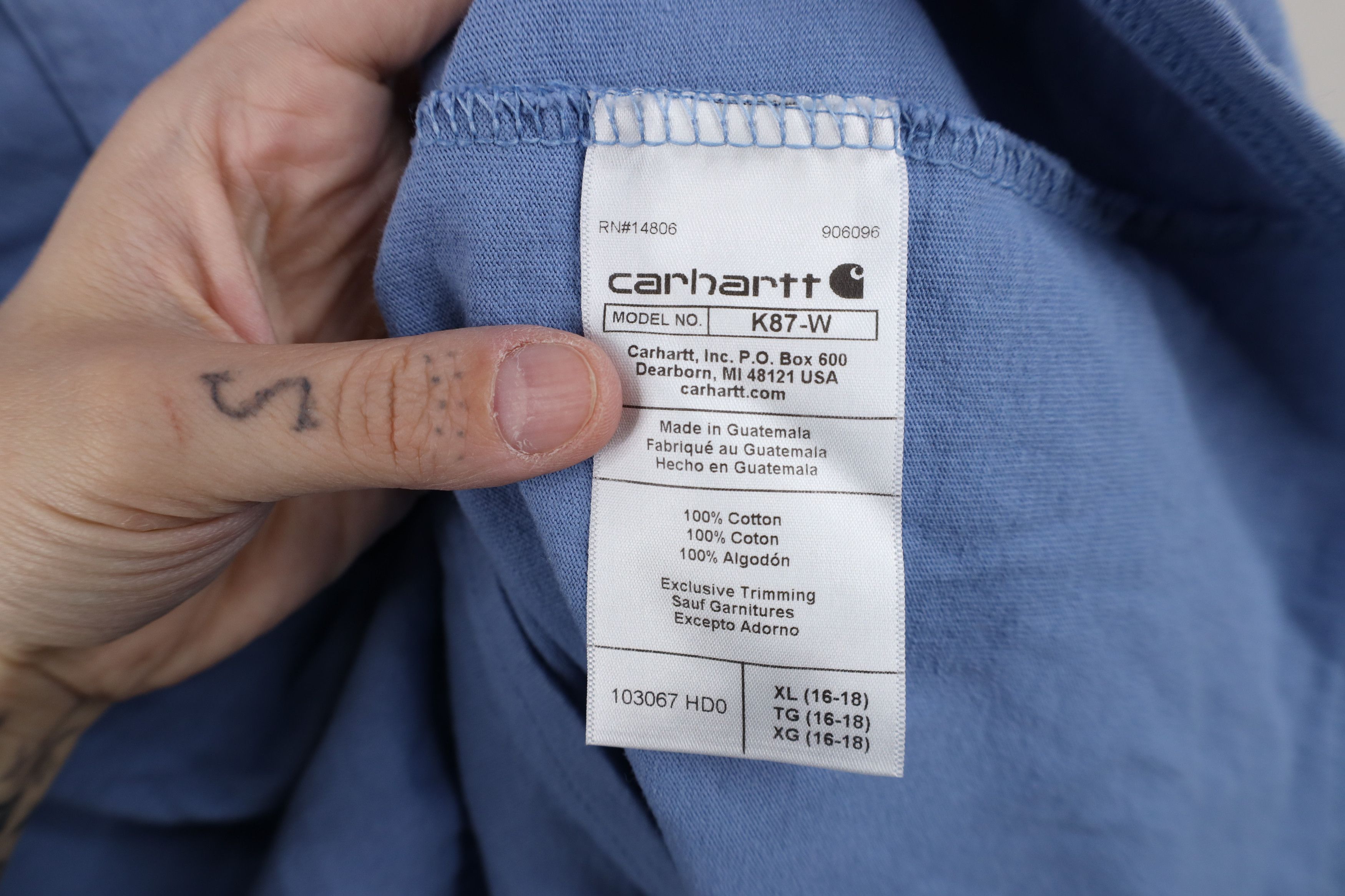 Carhartt Vintage Carhartt Spell Out Short Sleeve Pocket T-Shirt Blue Size XL / US 12-14 / IT 48-50 - 11 Thumbnail