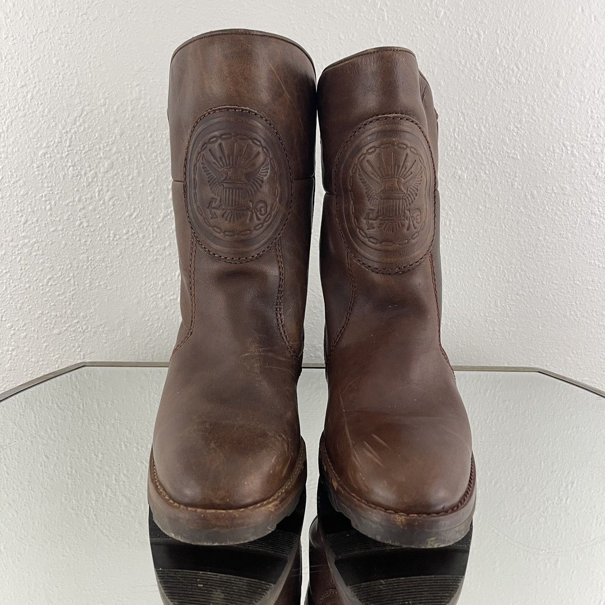 Vintage Vintage Western Brown Leather Embossed Eagle Mid Calf Boots Size US 9 / EU 42 - 6 Thumbnail