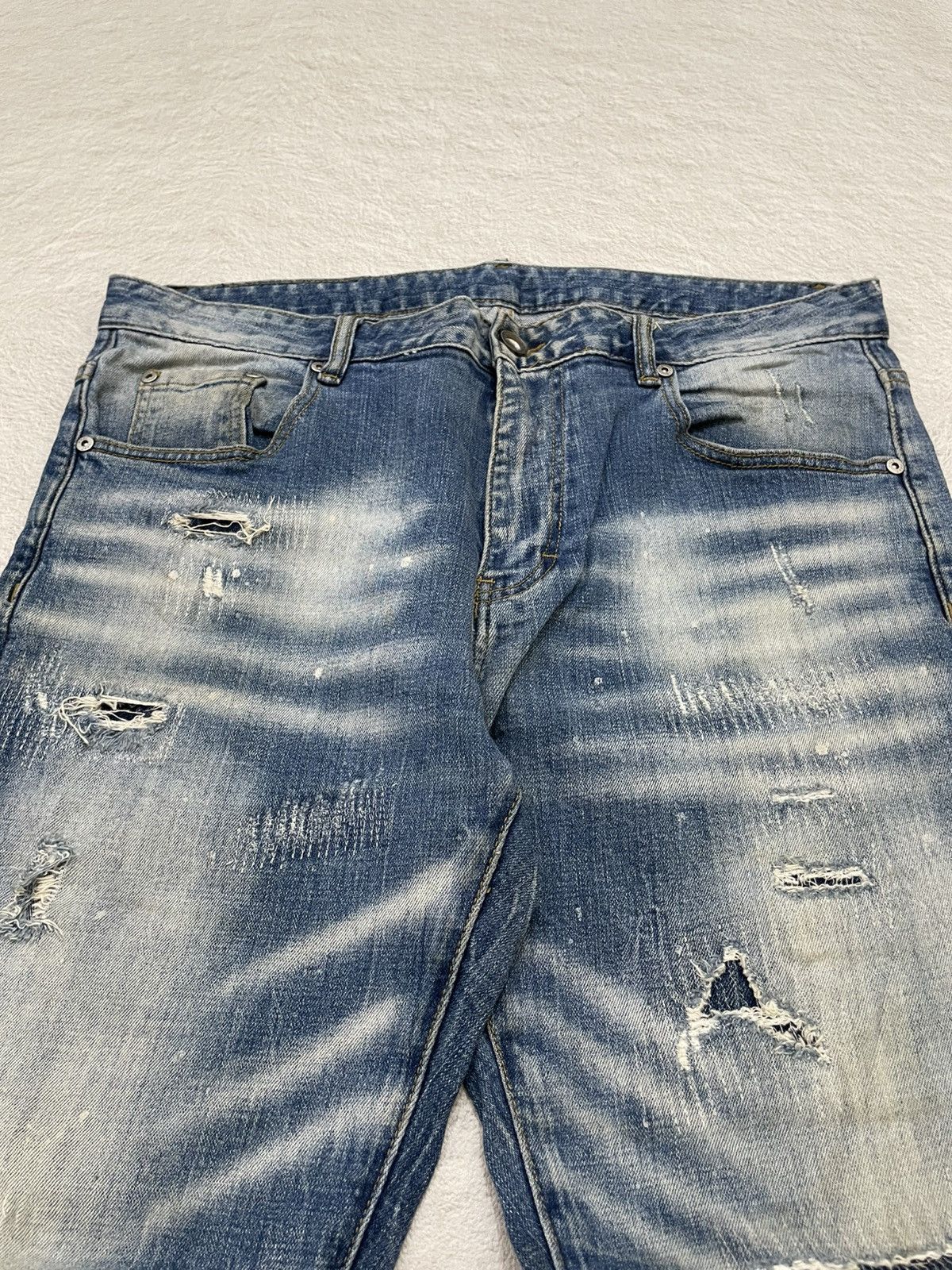 Japanese Brand 2000s Rare Distressed Denim Stonewash Slimfit Size US 34 / EU 50 - 4 Thumbnail