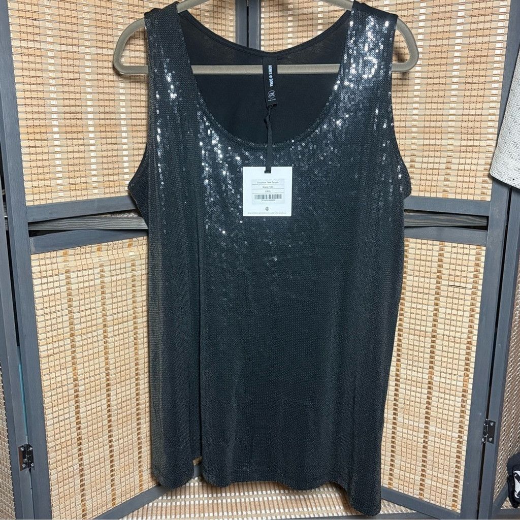 Other Agnes & Dora Shimmering Black Sequin Tank Top Size 3XL / US 20-22 - 1 Thumbnail