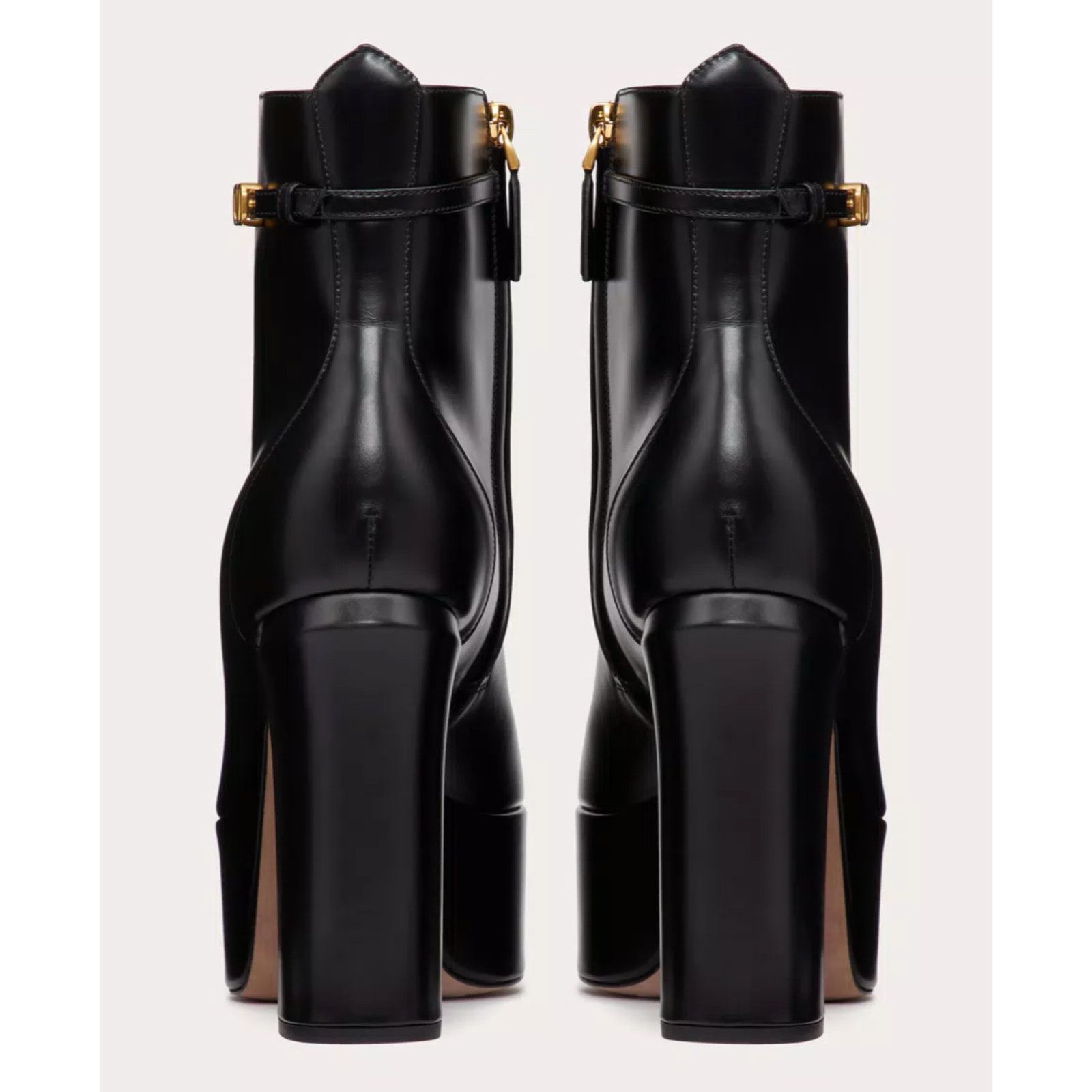 Valentino Valentino Tan-go 120 Black Leather Short Ankle Block Heel Size US 11.5 / IT 41.5 - 10 Thumbnail