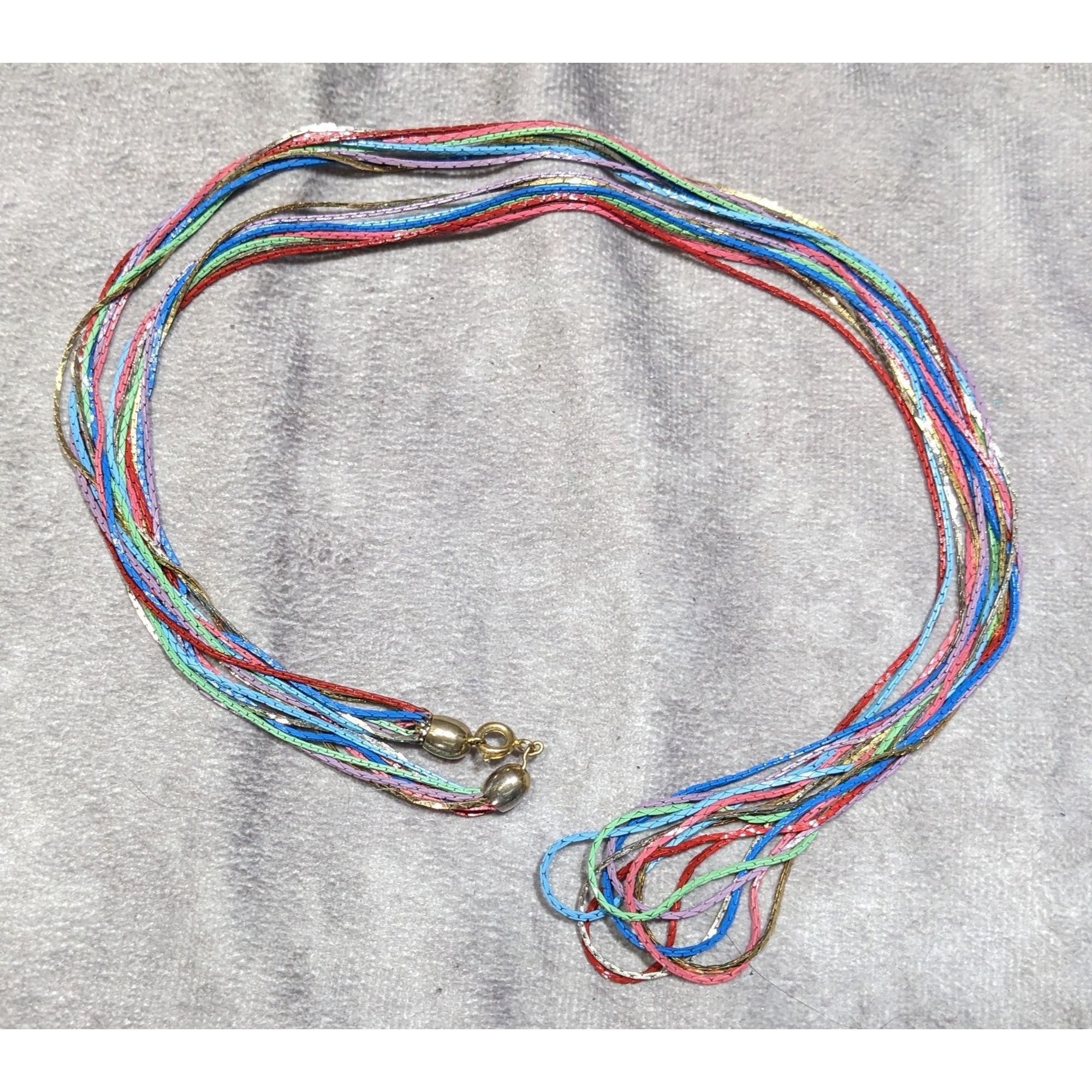 Other Vintage Rainbow Multistrand Metallic Thread Necklace Size ONE SIZE - 4 Thumbnail