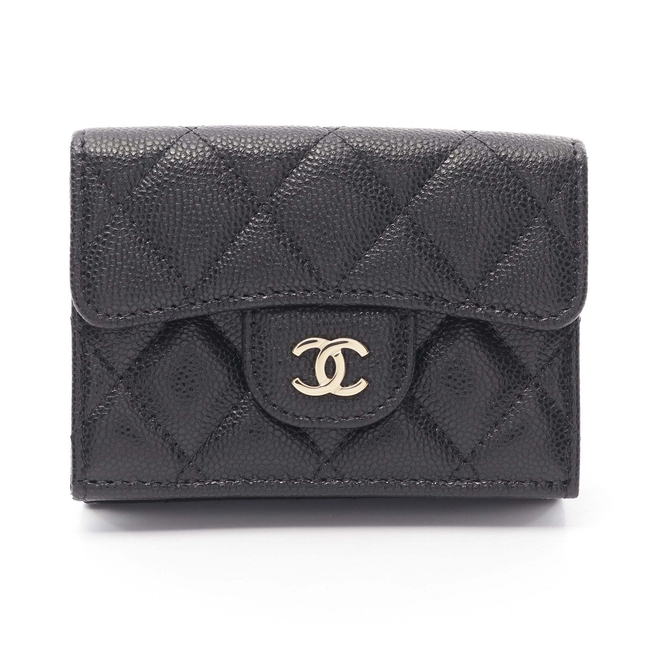 Chanel Chanel Classic Small Flap Wallet Matelasse Trifold Compact Caviar Skin Black Gold Hardware Size ONE SIZE - 1 Thumbnail