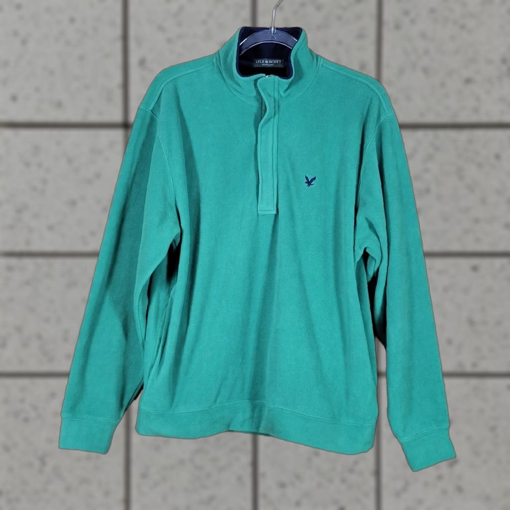 Lyle & Scott Lyle & Scott Mens Pullover Sweatshirt 1/4 Zip Long Sleeve Green M Size US M / EU 48-50 / 2 - 1 Thumbnail