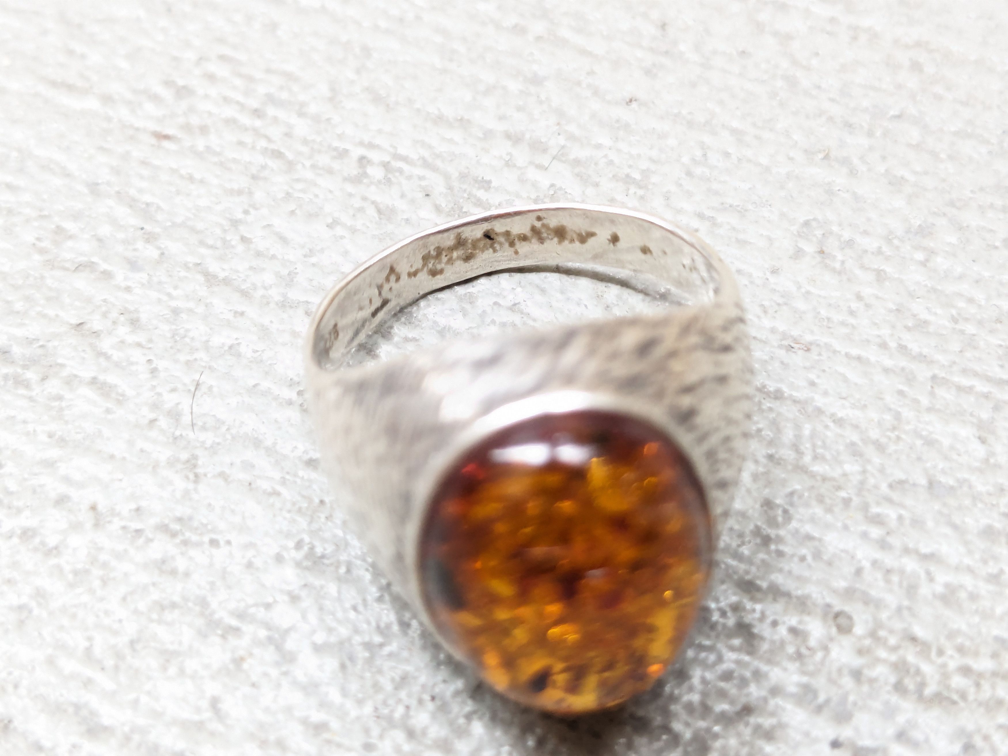 Other Vintage Sterling Silver Ring Amber Size 8.5 Minimalist Oval Size ONE SIZE - 9 Thumbnail